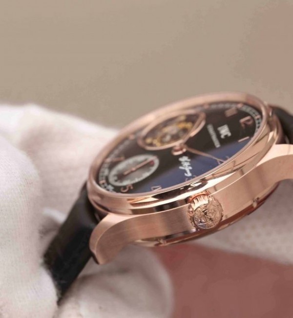 Replica IWC AZ Portuguese Flying Tourbillon SS Black Dial Leather Strap - Top club