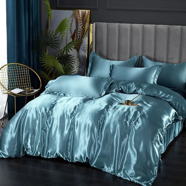 LuxeSilk Satijnen Beddengoed Set - Dekbedovertrek, Hoeslaken & Kussenslopen - Elegant & Zacht voor Ultiem Comfort