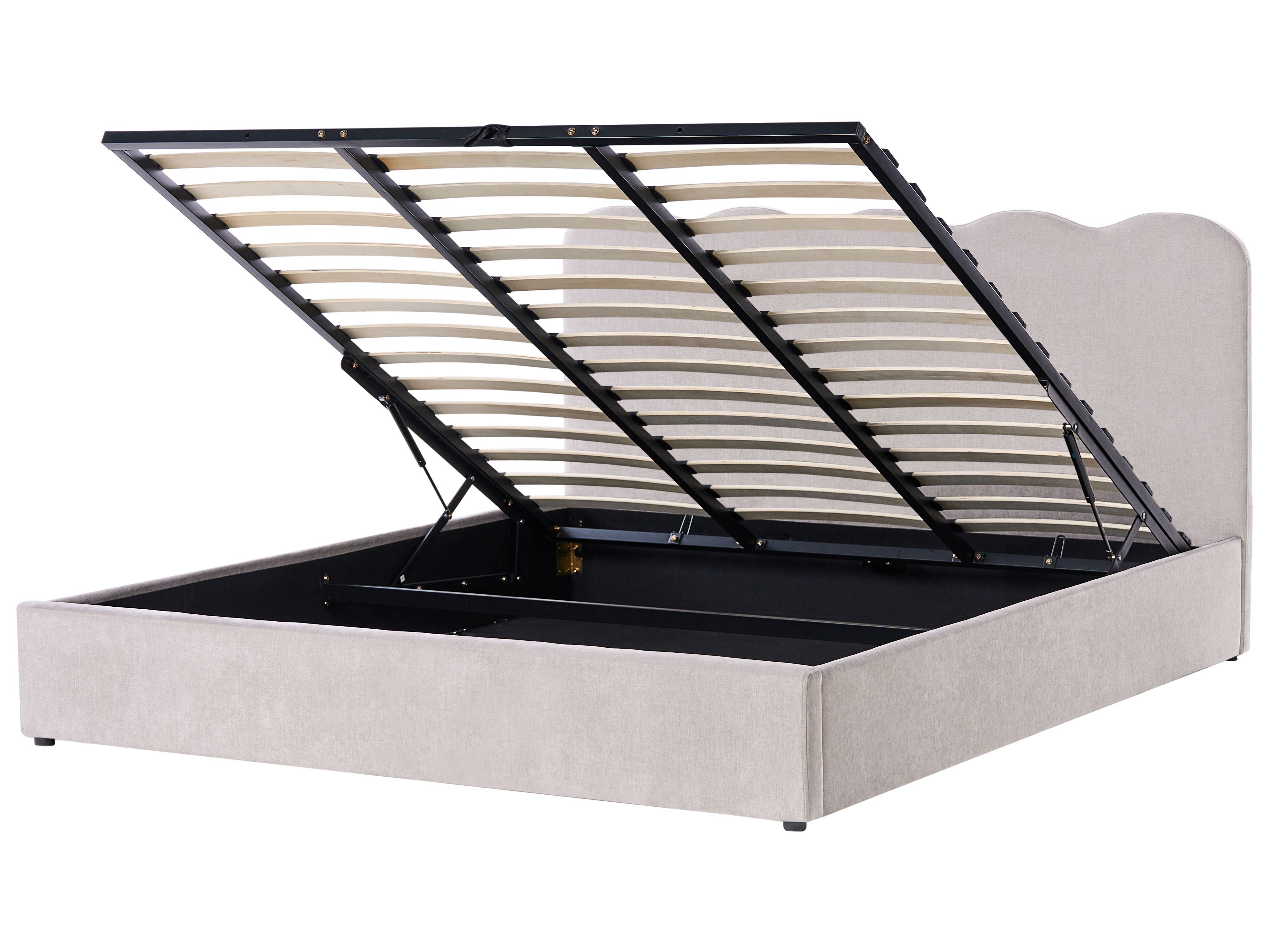 Ottoman Bed Chenille NANTERRE 180 x 200 cm (EU Super King) Taupe