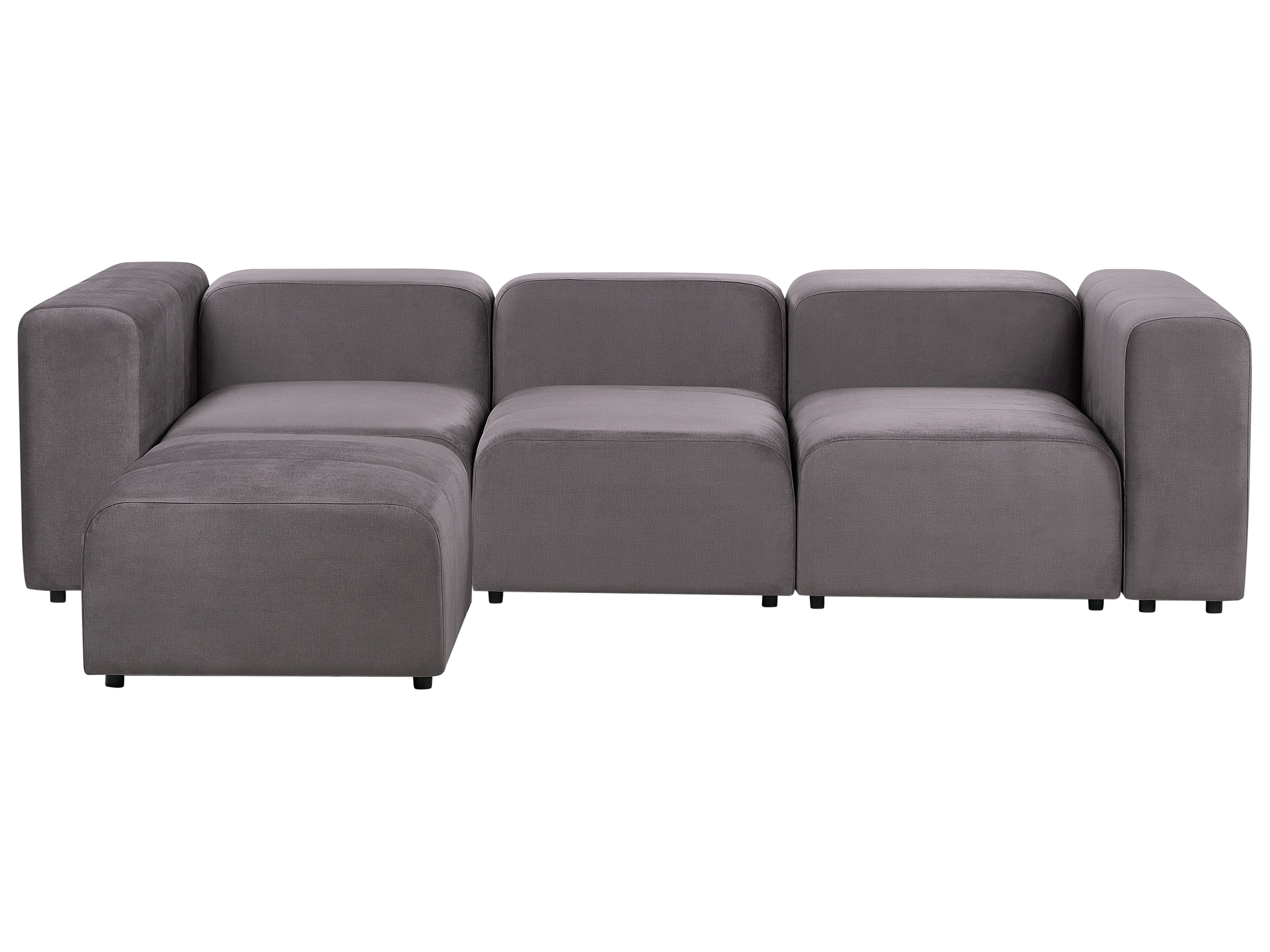 Modular Sofa 3 Seater FALSTERBO Velvet Dark Grey with Ottoman