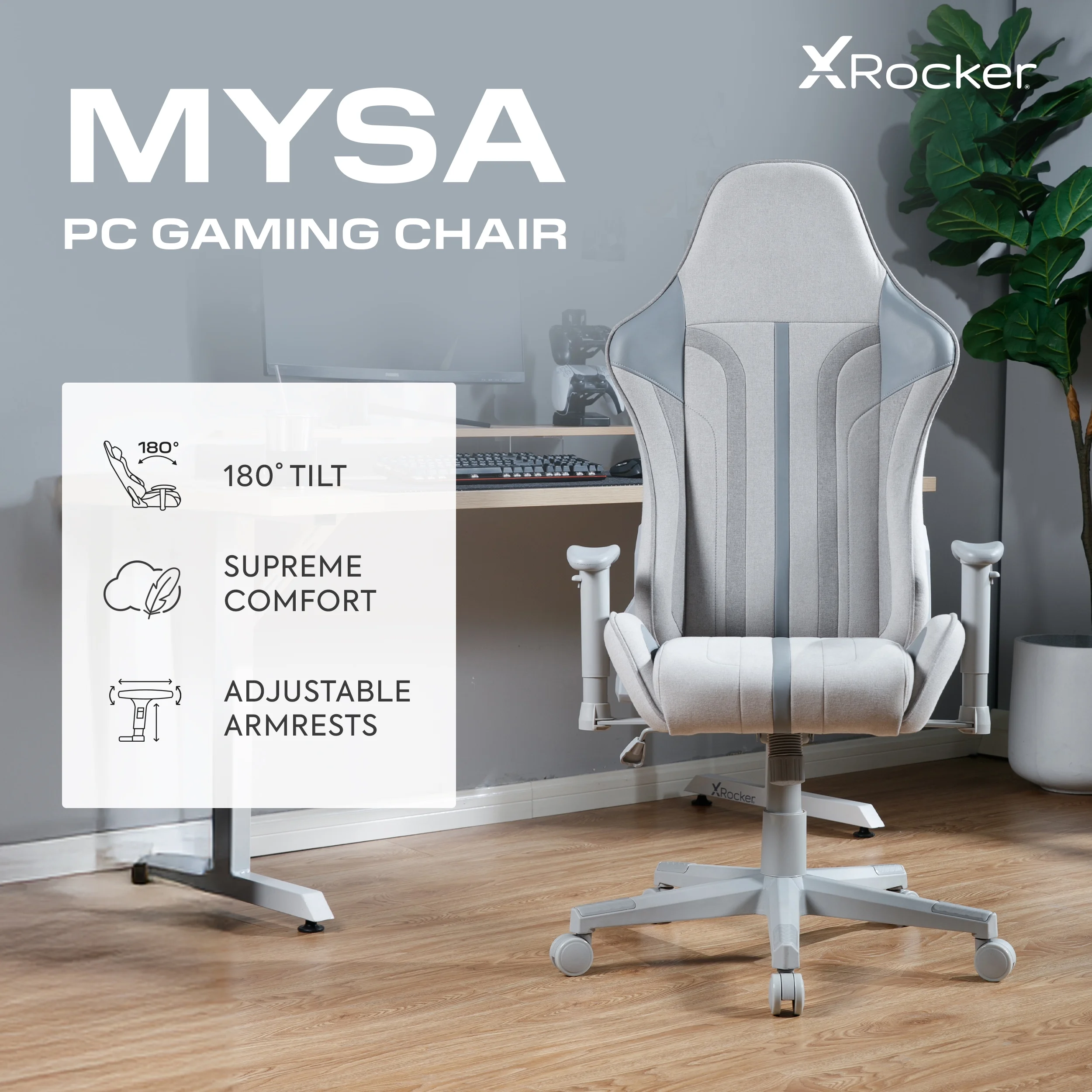 X Rocker Mysa PC Gaming Chair with Lumbar Support, Pink - Image 14