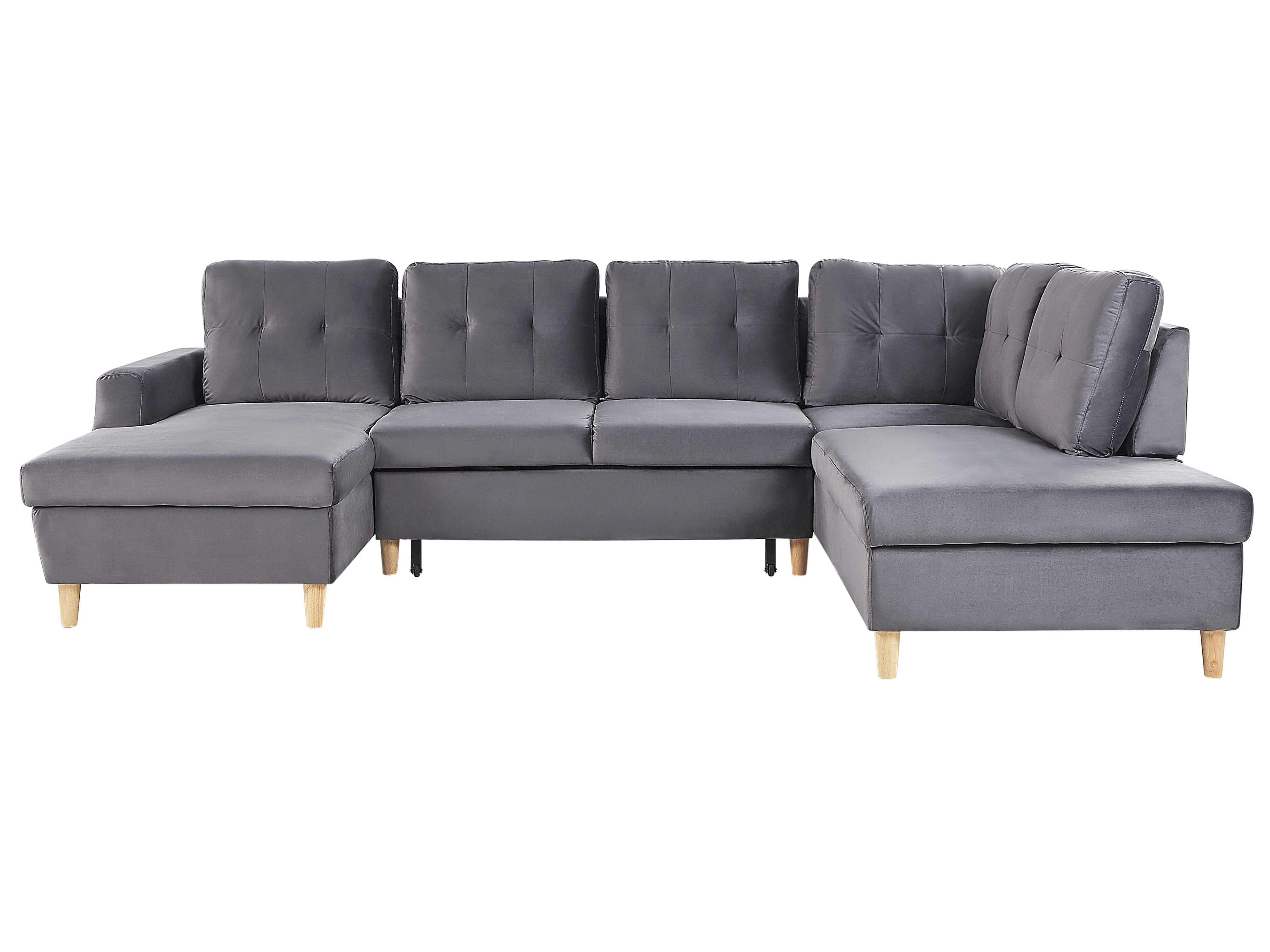 Sofa Bed 4 Seater LERUM Velvet Grey