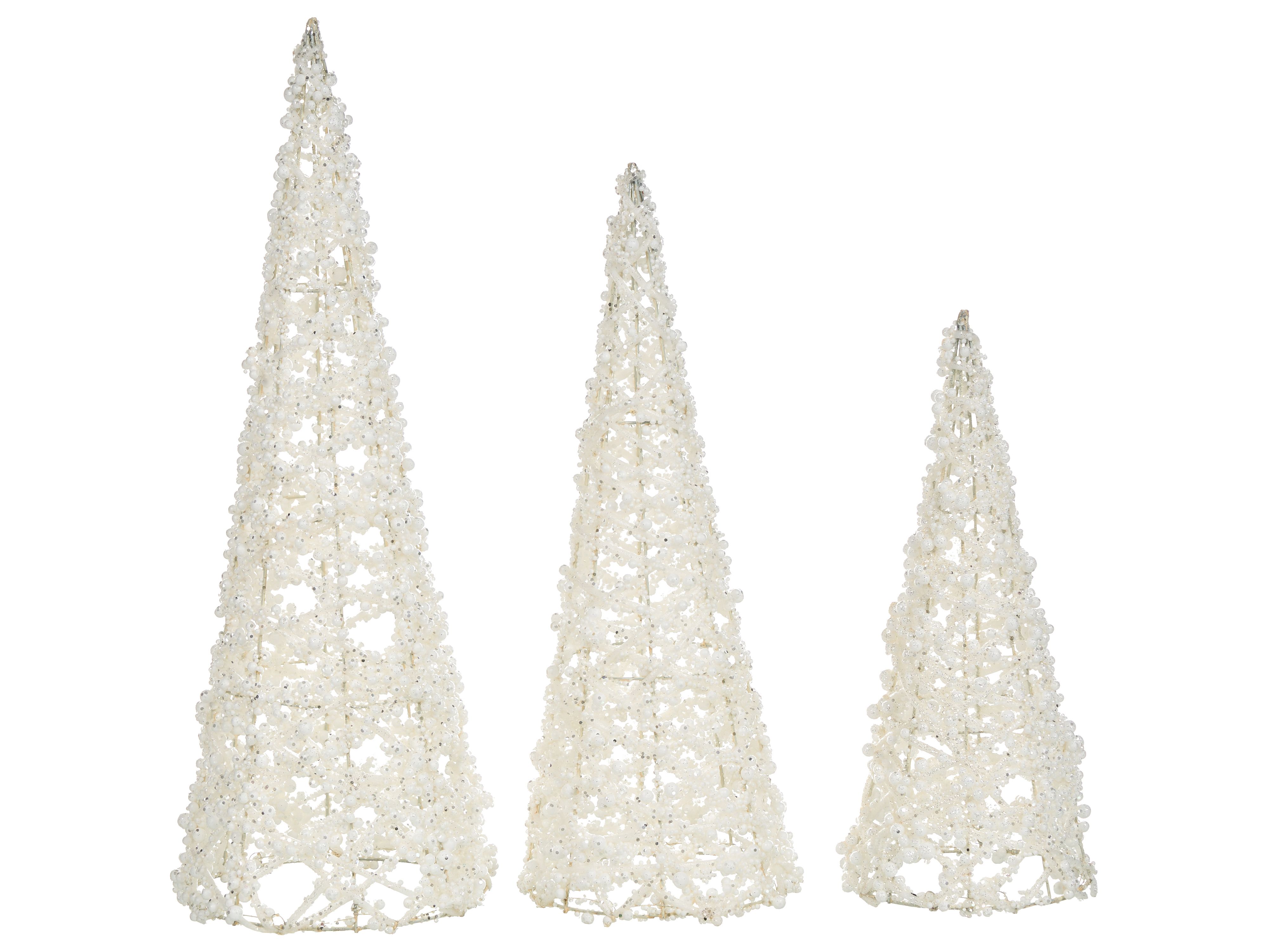 Set of 3 Figurines ROSAN Christmas Tree 40/50/60 cm White
