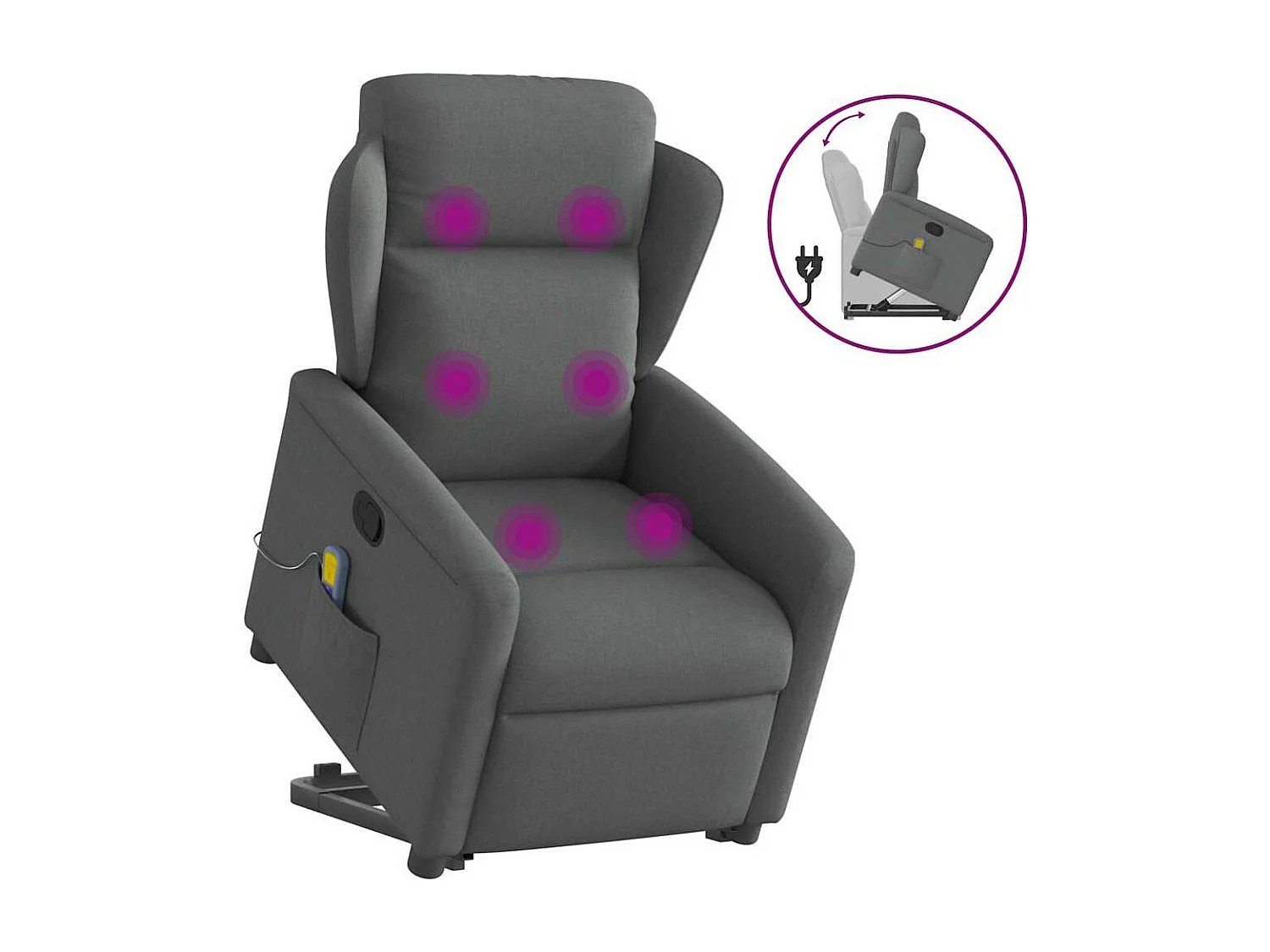 Fauteuil inclinable-Chaise de relax-Fauteuil de Massage Gris foncé Tissu SHL5444