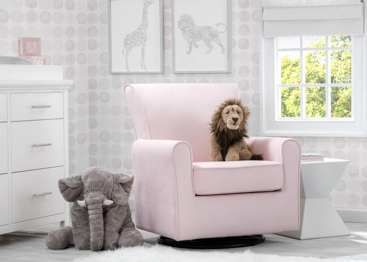 Delta Children Elena Glider Swivel Rocker Chair. Blush Velvet