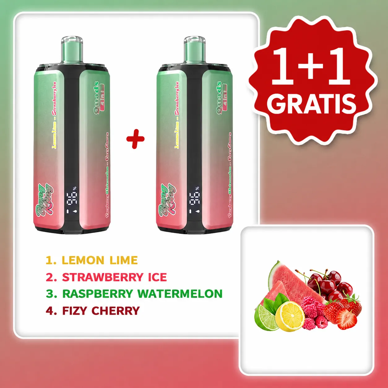 VAPSOLO BANG KING 250 000 puffów Quads 4in1 – Ruby Citrus Fizz: 4 smaki | 1+1 gratis
