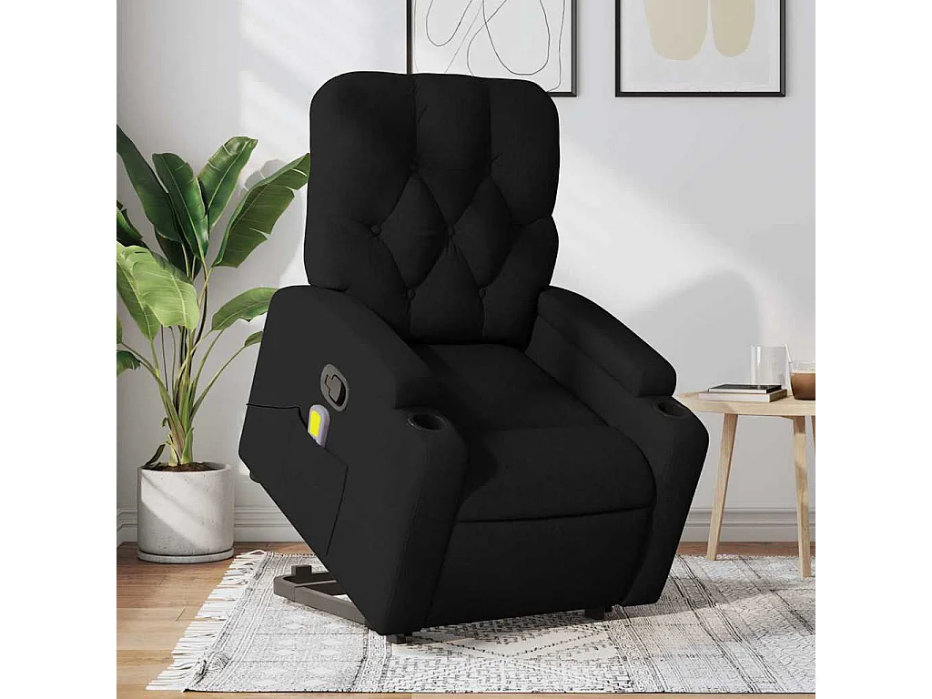 Fauteuil inclinable-Chaise de relax-Fauteuil de Massage Noir Tissu SHL2327