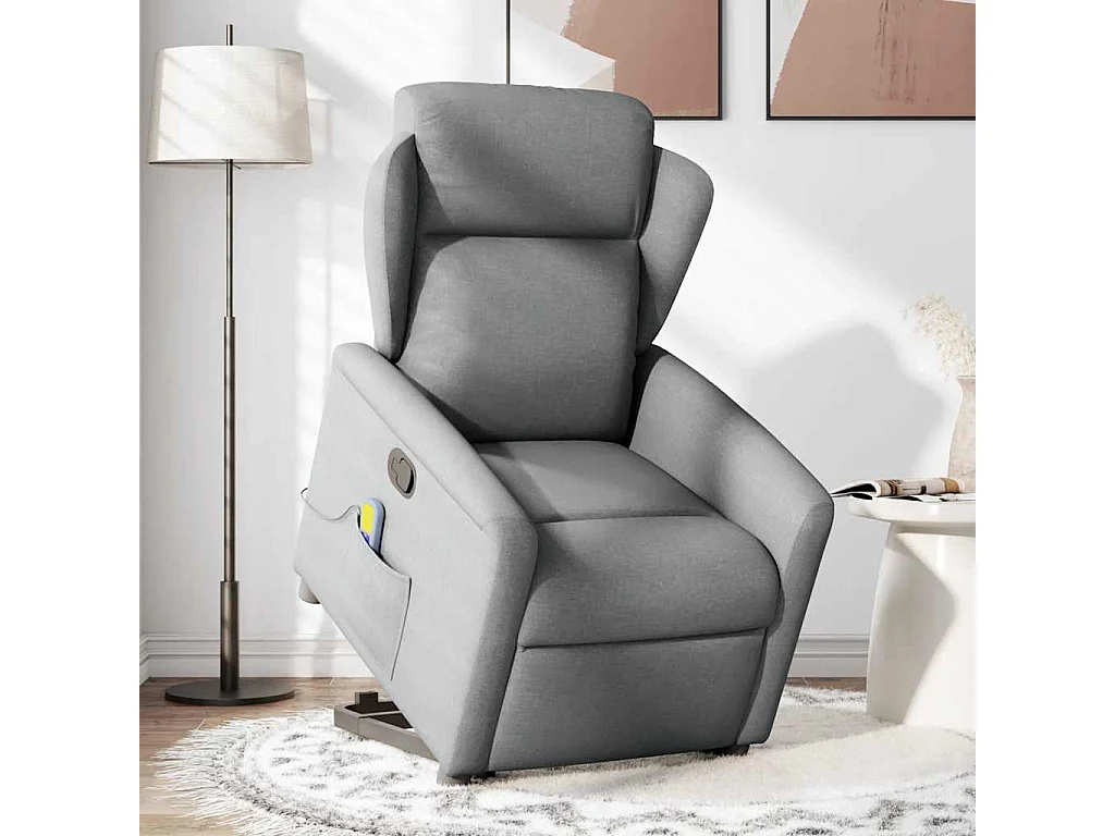 Fauteuil inclinable-Chaise de relax-Fauteuil de Massage Gris clair Tissu SHL3231