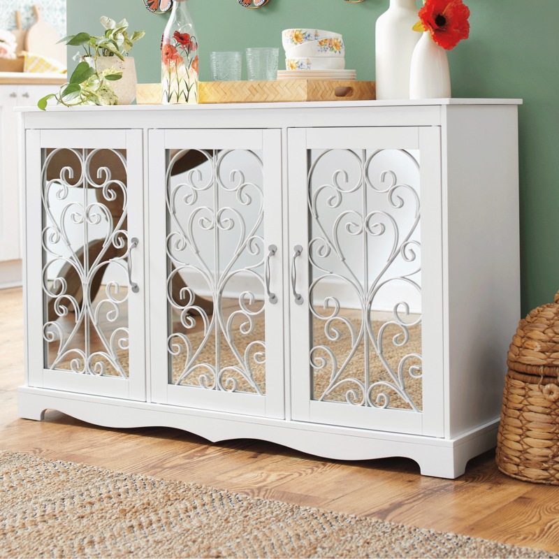 Palmier Scrolled-Mirror Microwave Cabinet and Sideboard - MIDNIGHT VELVET CATALOG