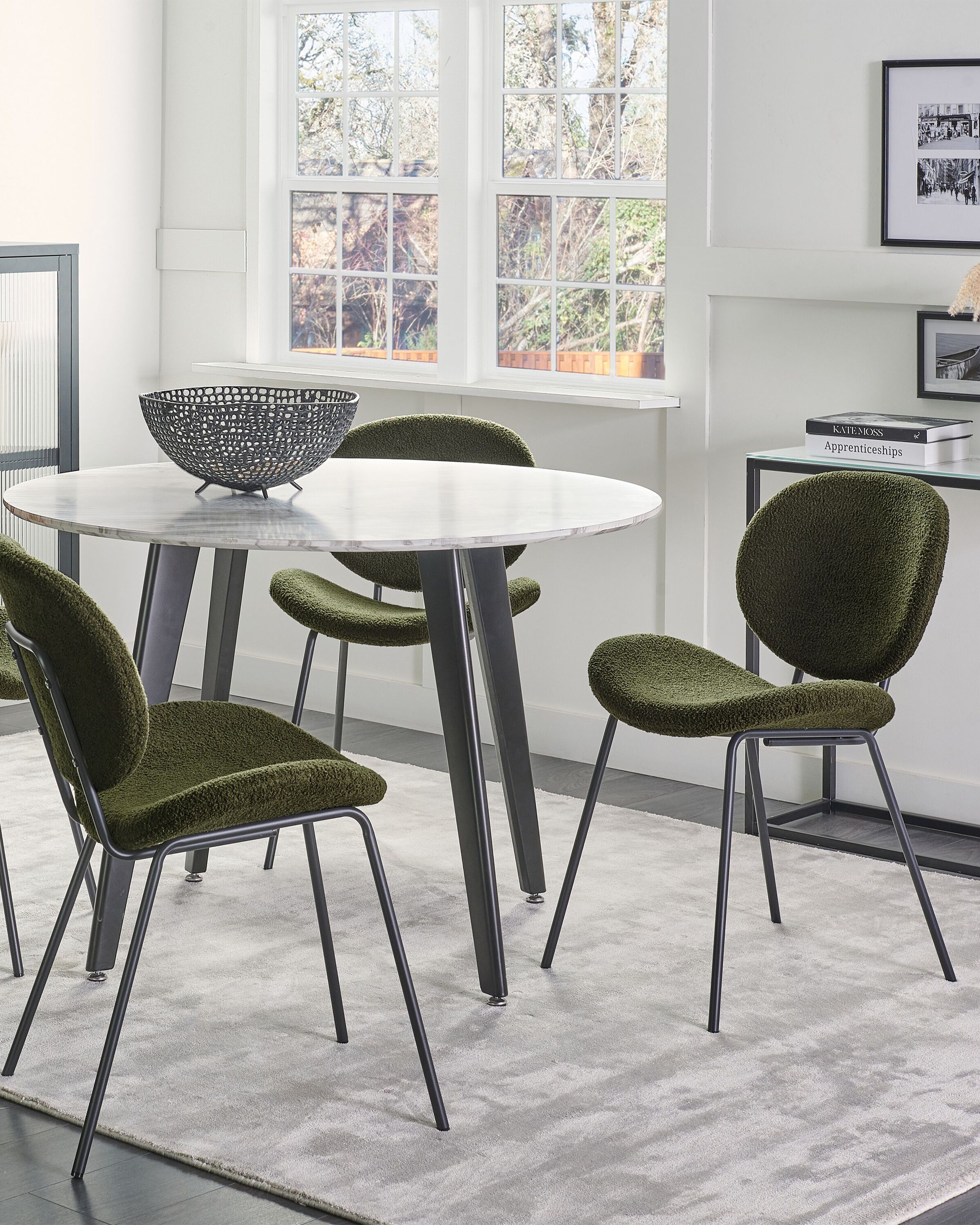 Set of 2 Dining Chairs LUANA Boucle Dark Green