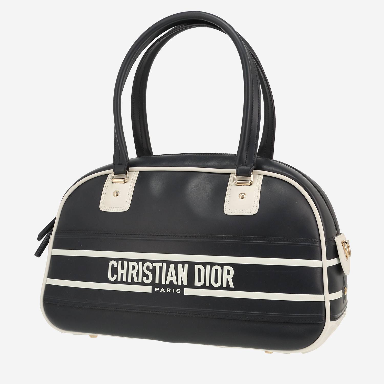 Dior Bowling handbag in navy blue and white leather1:1High-quality replica
