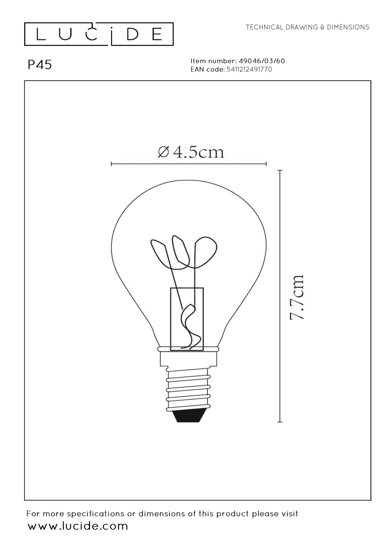 P45 LED Filament lichtbron E14 3W 2700K transparant dimbaar