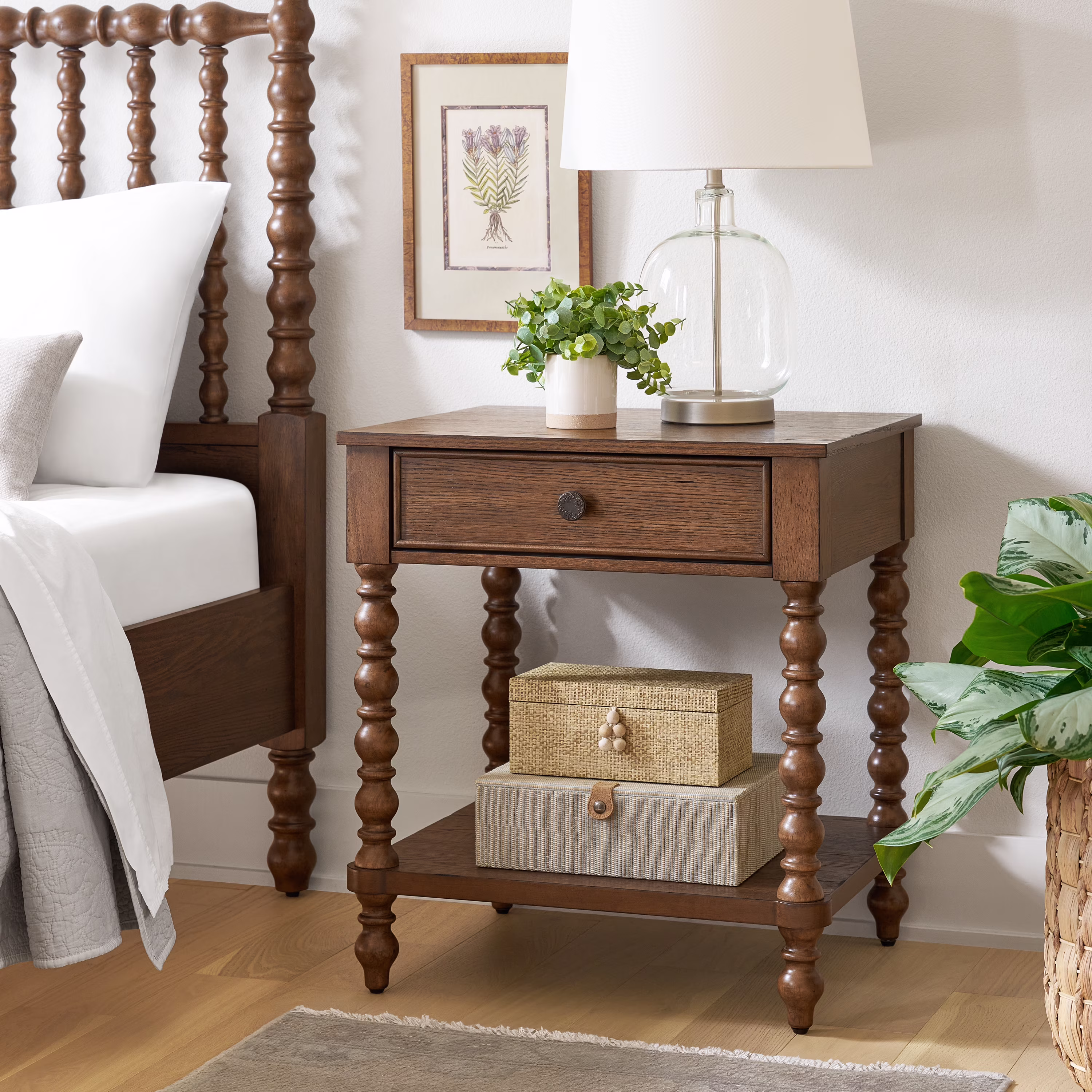Pioneer Woman Harper Spindle Nightstand with USB Charging Ports, Adults and Teens, White Finish - Image 3