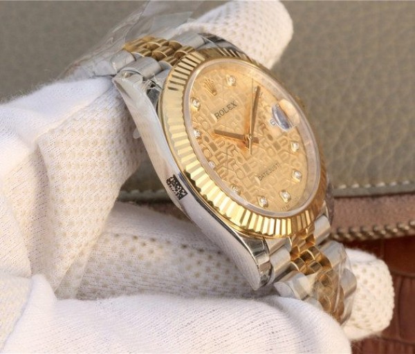 Replica Rolex DateJust 41mm SS/YG YG Textured Dial YG Wrapped Fluted Bezel SS/YG Bracelet A2836 - Top club