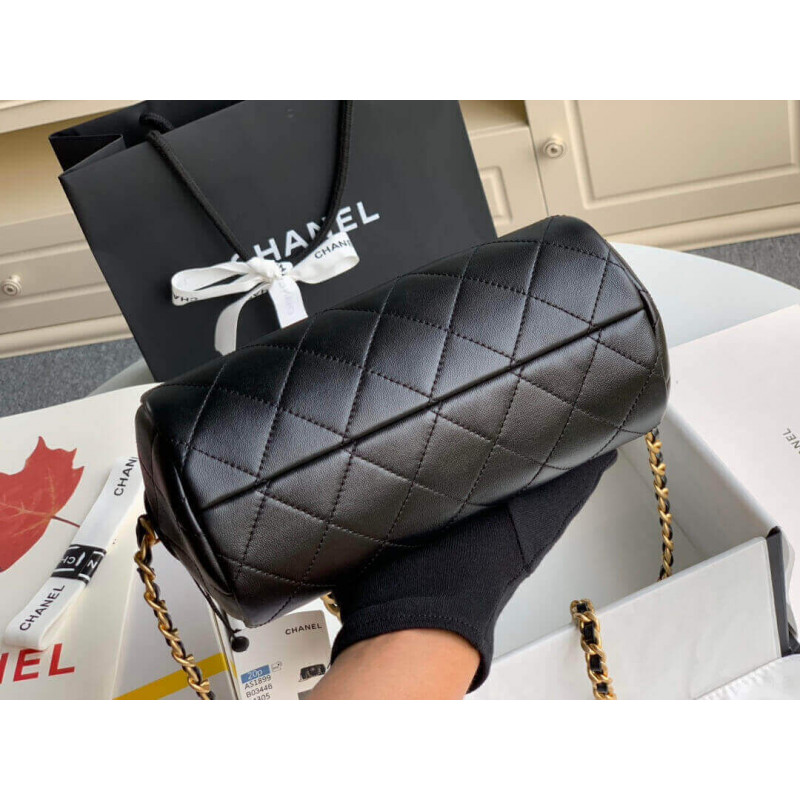 Replica Chanel Shiny Lambskin Small Bowling Bag As1899