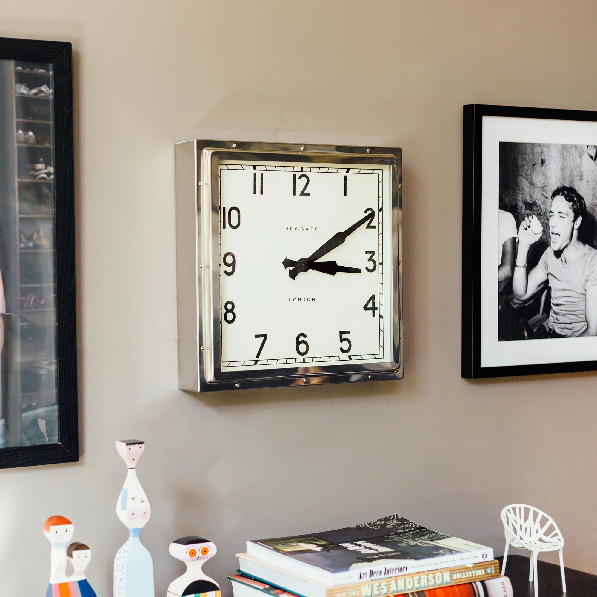 Newgate Quad wall clock in stainless steel