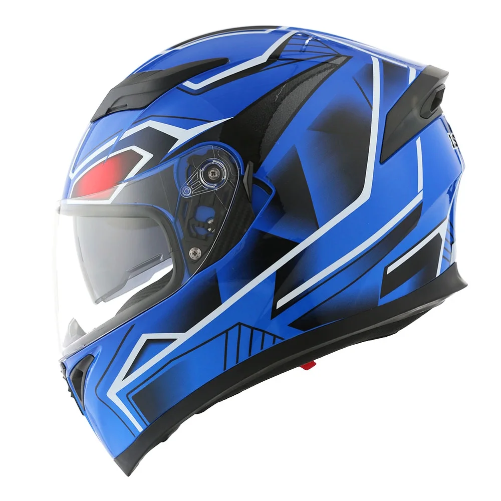 1Storm Motorcycle Modular Full Face Flip up Dual Visor Helmet + Spoiler + Motorcycle Bluetooth Headset: HJK316 Mechanic Red - Image 39