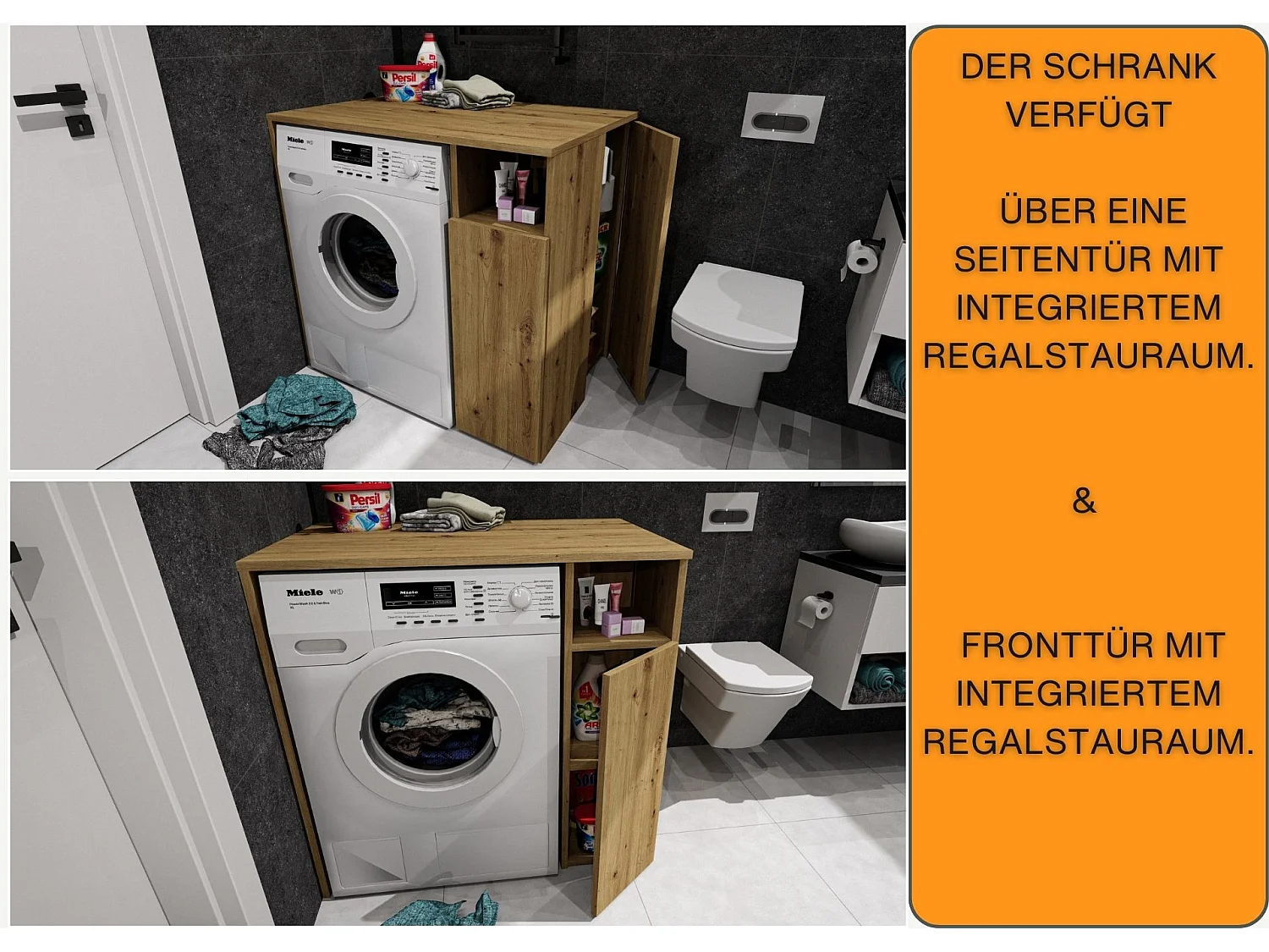 Meuble Surélevé pour Machine à Laver et Sèche-linge avec Étagères de Rangement