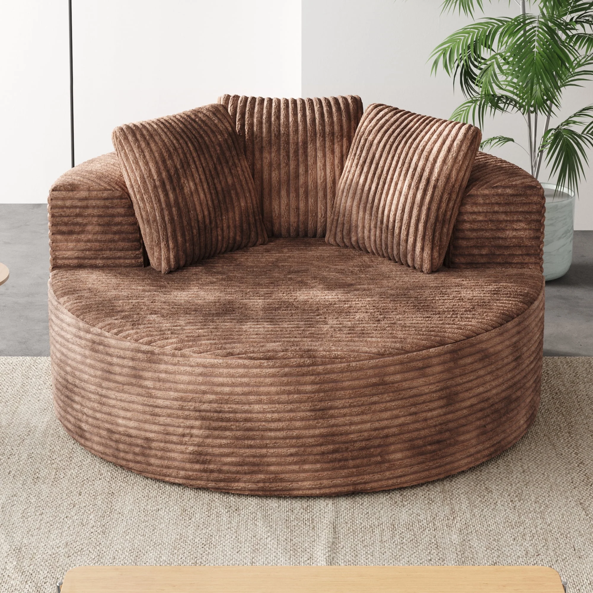 Sodrens Oversized Chaise Lounge Chair Indoor,Upholstered Sofa Bed with Throw Pillows and Armrests,Sleeper Chair for Living Room,Bedroom,Brown,Corduroy - Image 79