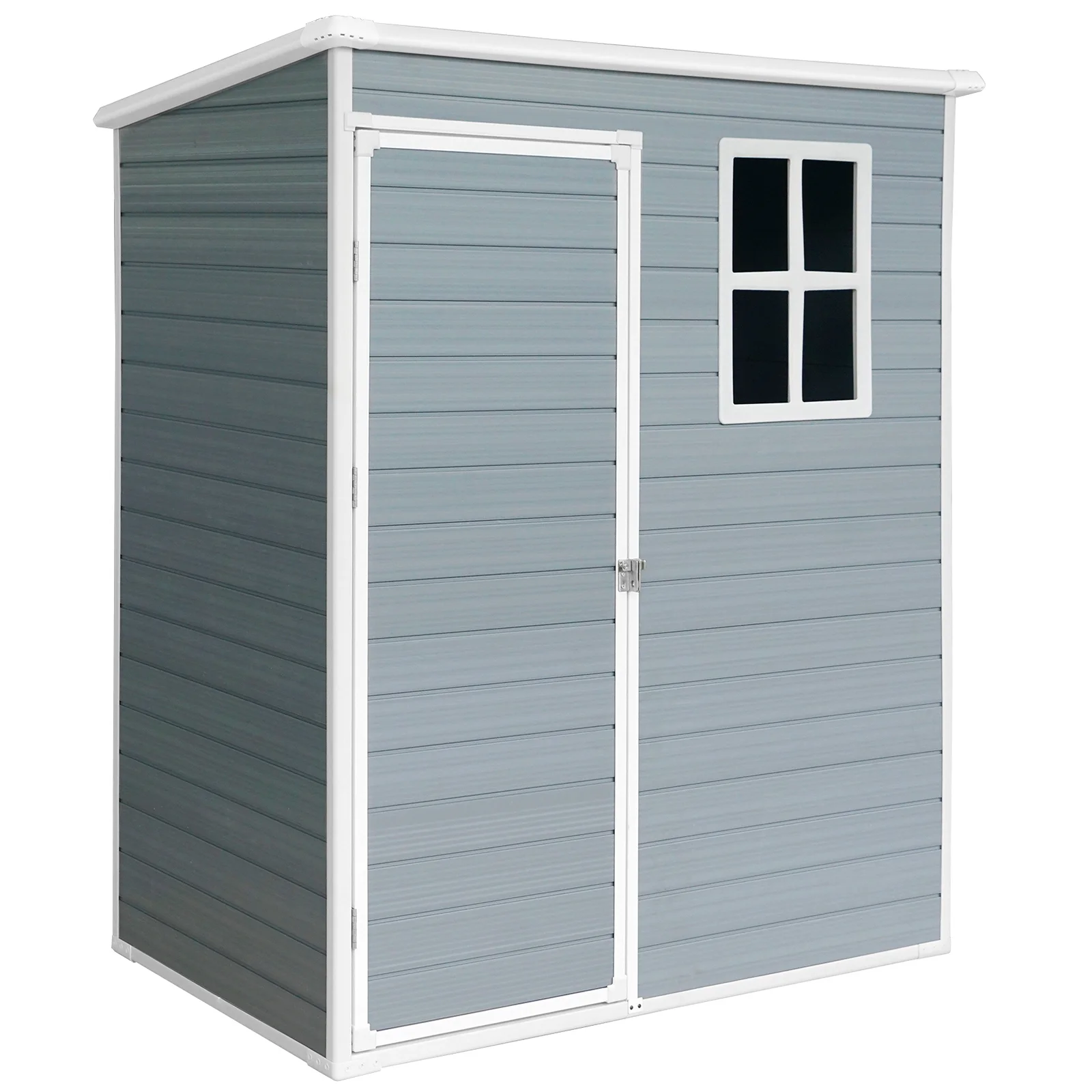 5'��3' Outdoor Storage Shed, Resin Storage Cabinet, Garden Tool Shed with Double Lockable Doors, Organizer Cabinet for Patio Yard, Gray - Image 8
