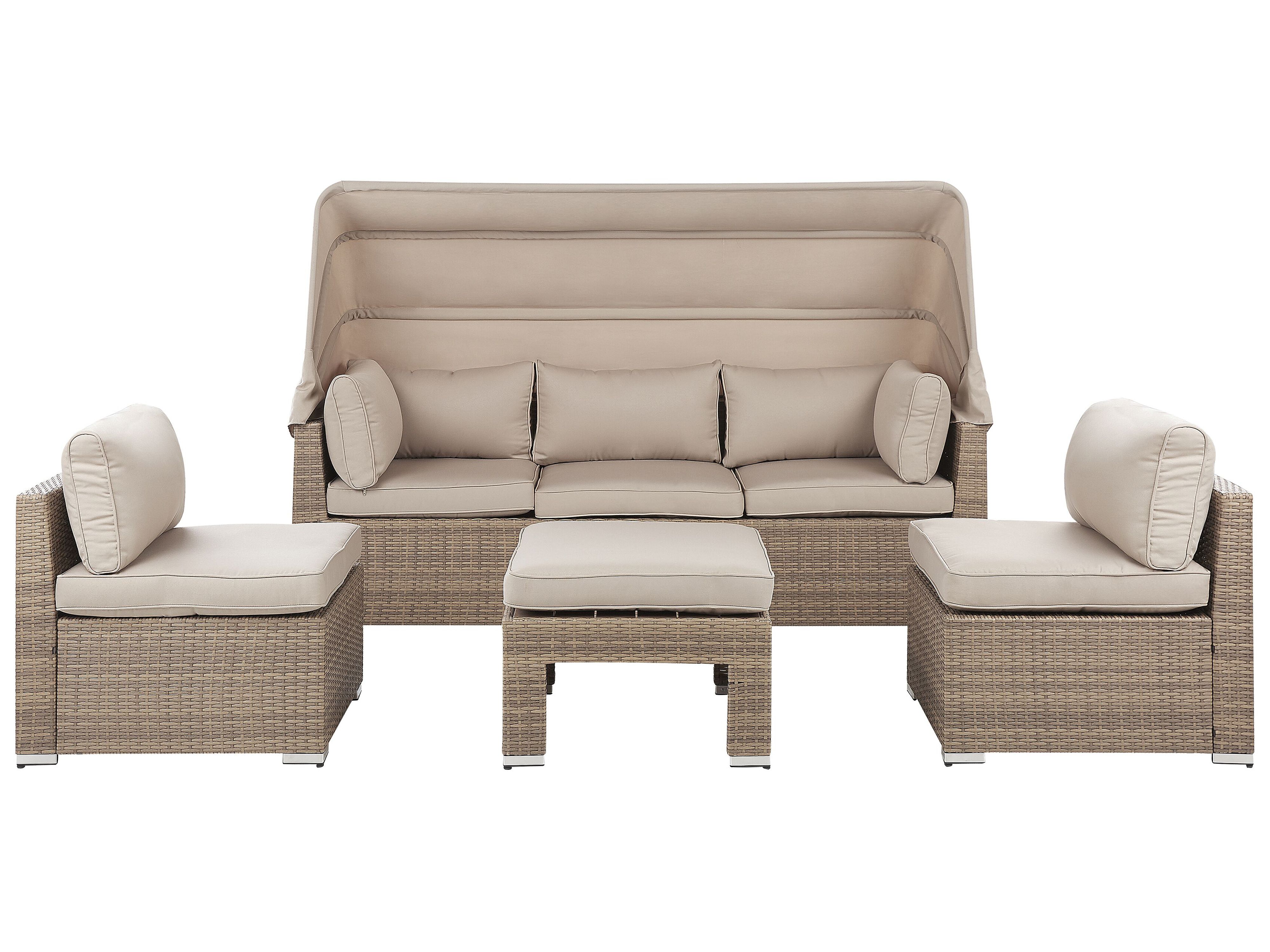 Garden Lounge Set with Table 5 Seater COCCOLIA Modular PE Rattan Beige