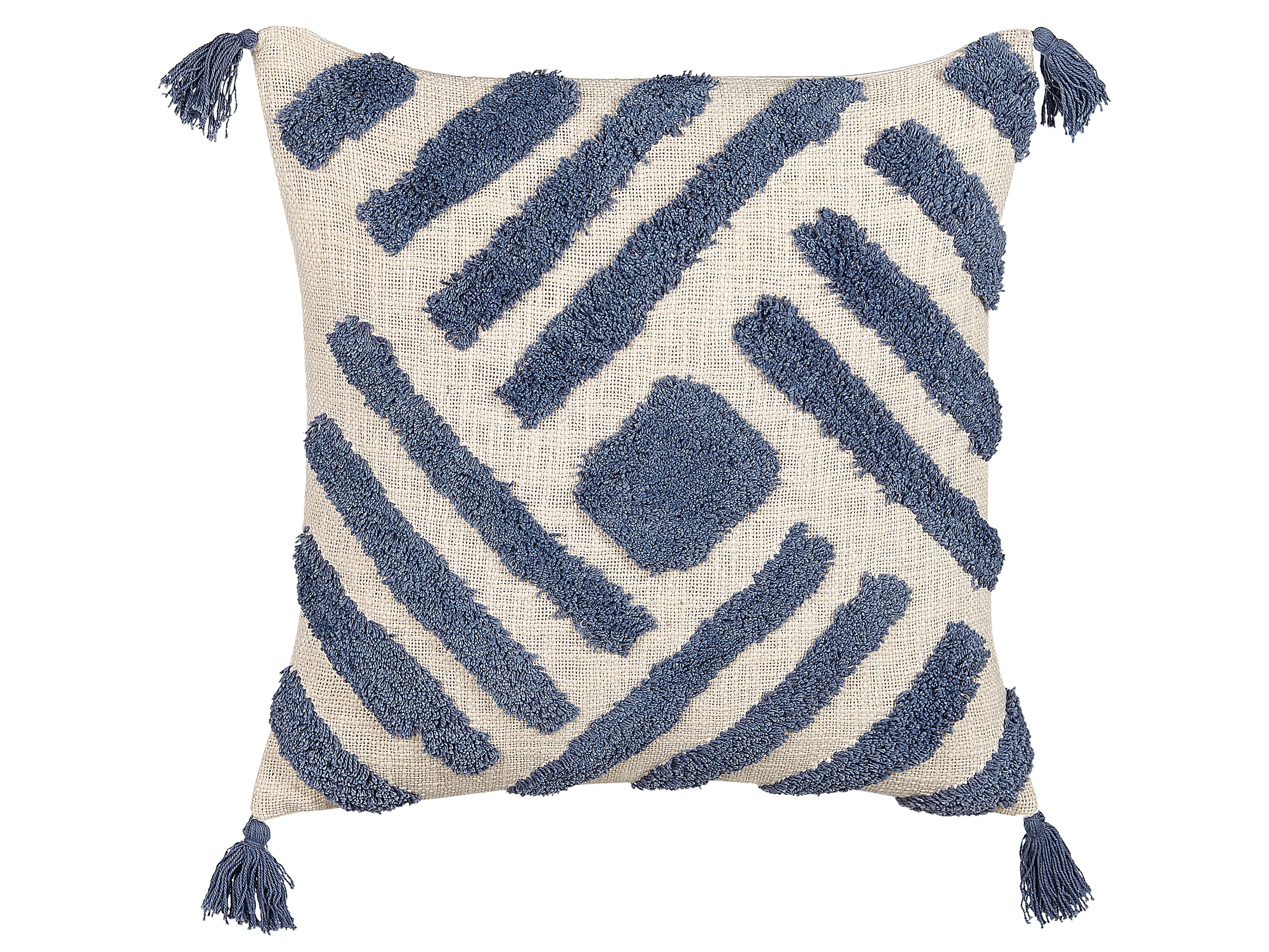 Throw Cushion JACARANDA Cotton 45 x 45 cm Blue Geometric Pattern