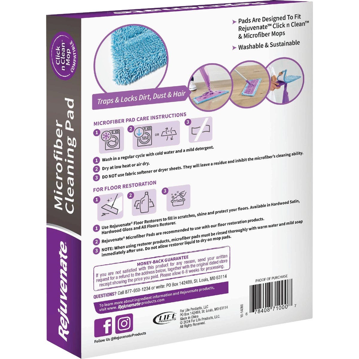 Rejuvenate Click n Clean 9 In. Microfiber Cleaning Pad
