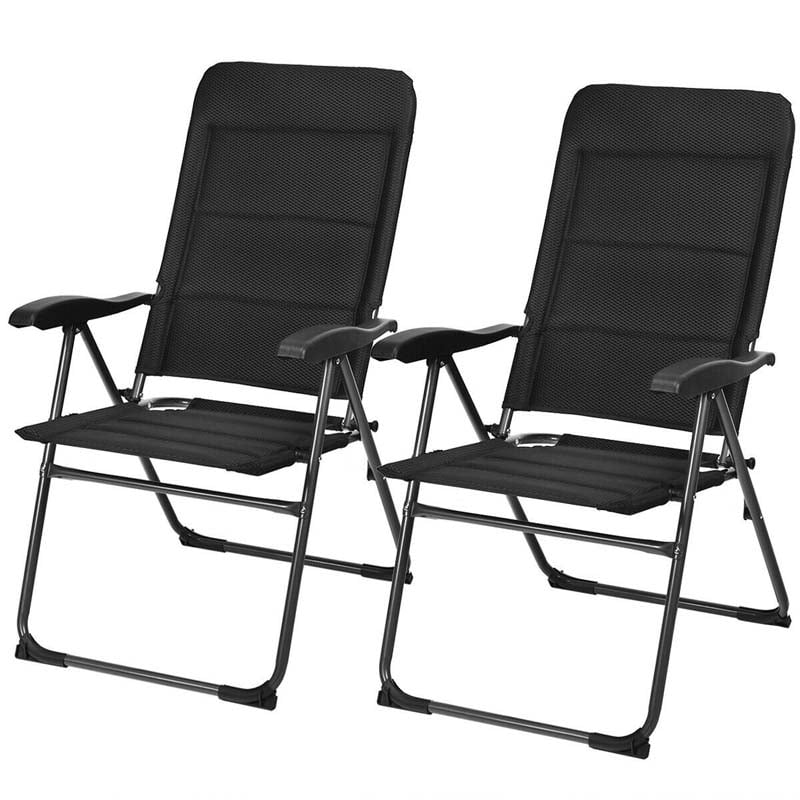2 Pack Folding Patio Chairs, 7 Position Adjustable Outdoor Sling Recliner Camping Chairs - Image 3 2 Pack Folding Patio Chairs, 7 Position Adjustable Outdoor Sling Recliner Camping Chairs - Image 3