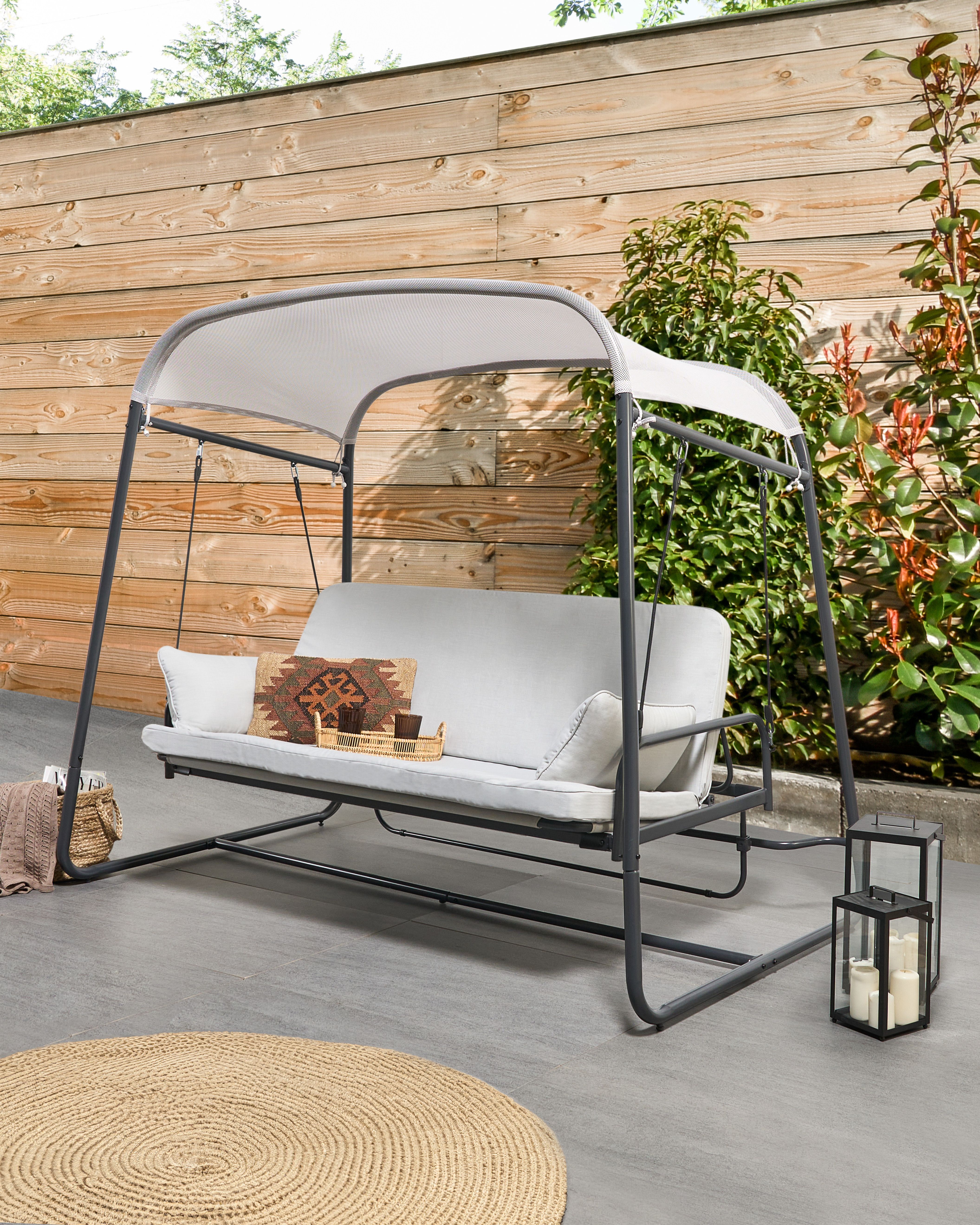 Patio Swing MARSCIANO Metal Light Grey