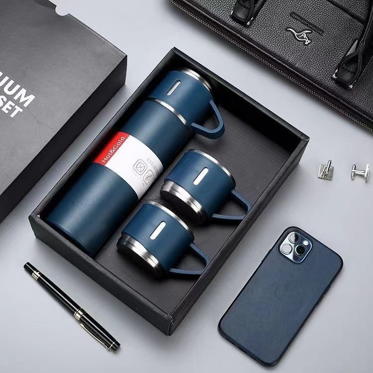 Stainless Steel Thermos Cup Three Lids 500ml Large Business Gift Set Household Vacuum Insulated BPA Free 12-24hr