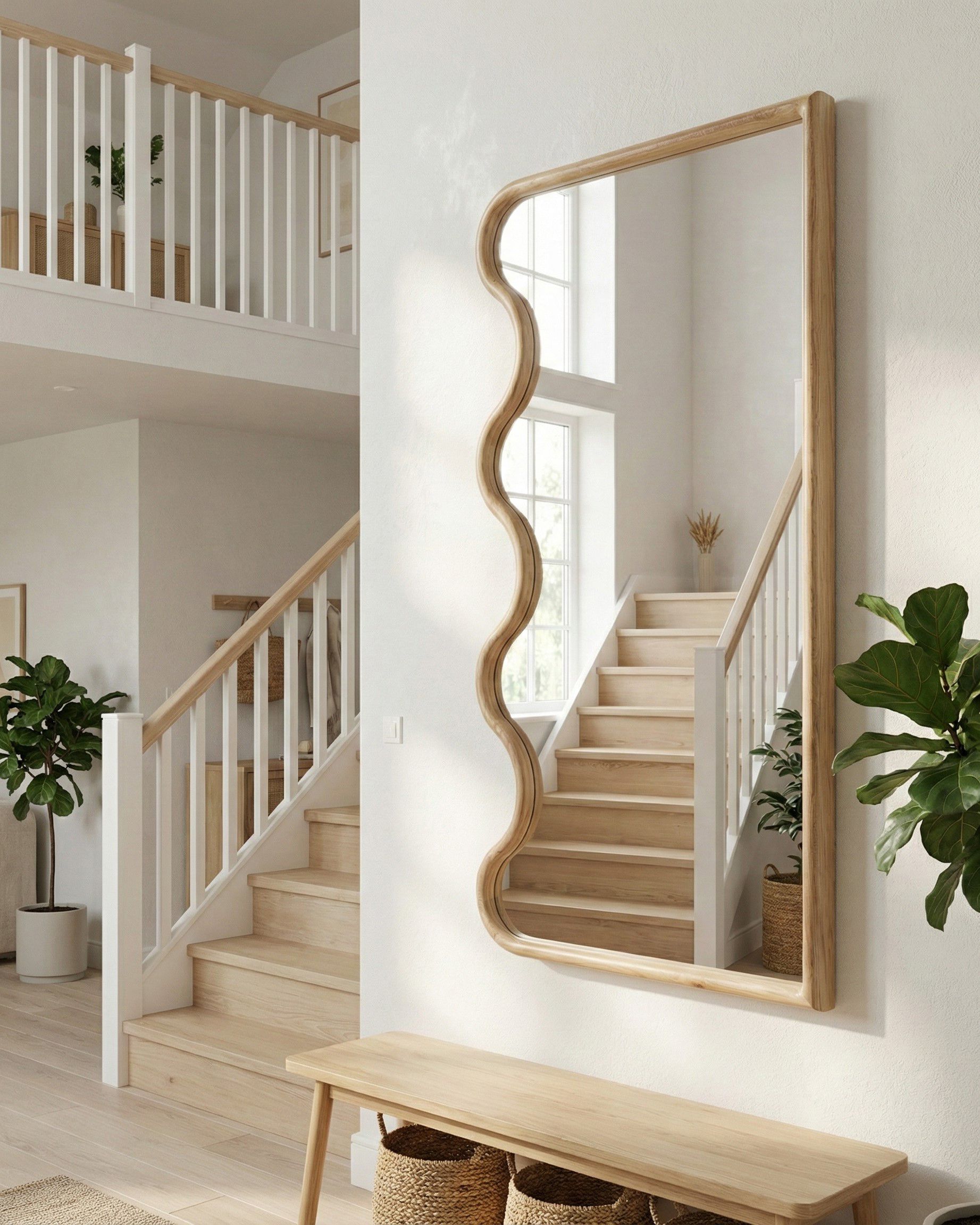 Wall Mirror MURAT 69 cm 150 cm Paulownia Wood Natural