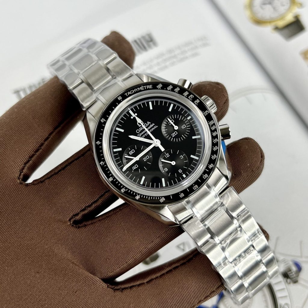 Omega SpeedMaster Moonwatch Chronograph Replica 11 Watches Black Dial 42mm - Elite Watch Atelier