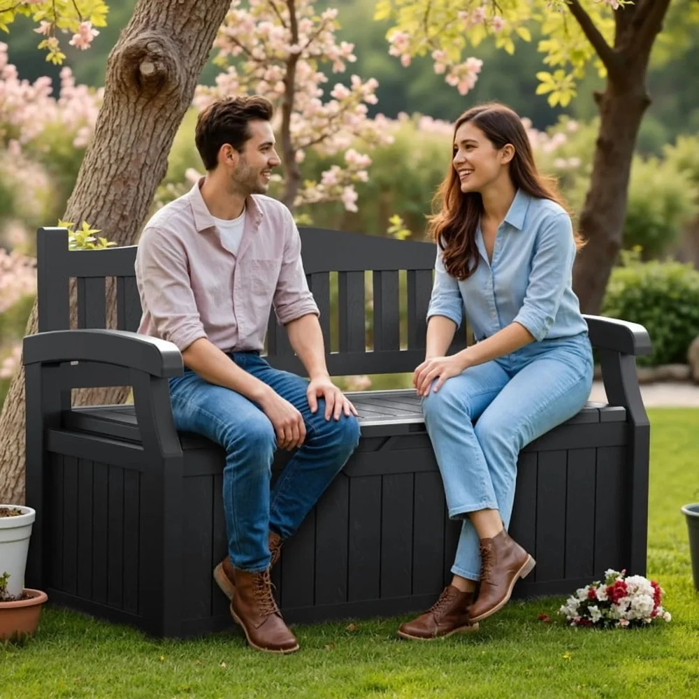 Devoko 82 Gallon Outdoor Storage Bench And Deck Box - Image 5 Devoko 82 Gallon Outdoor Storage Bench And Deck Box - Image 5