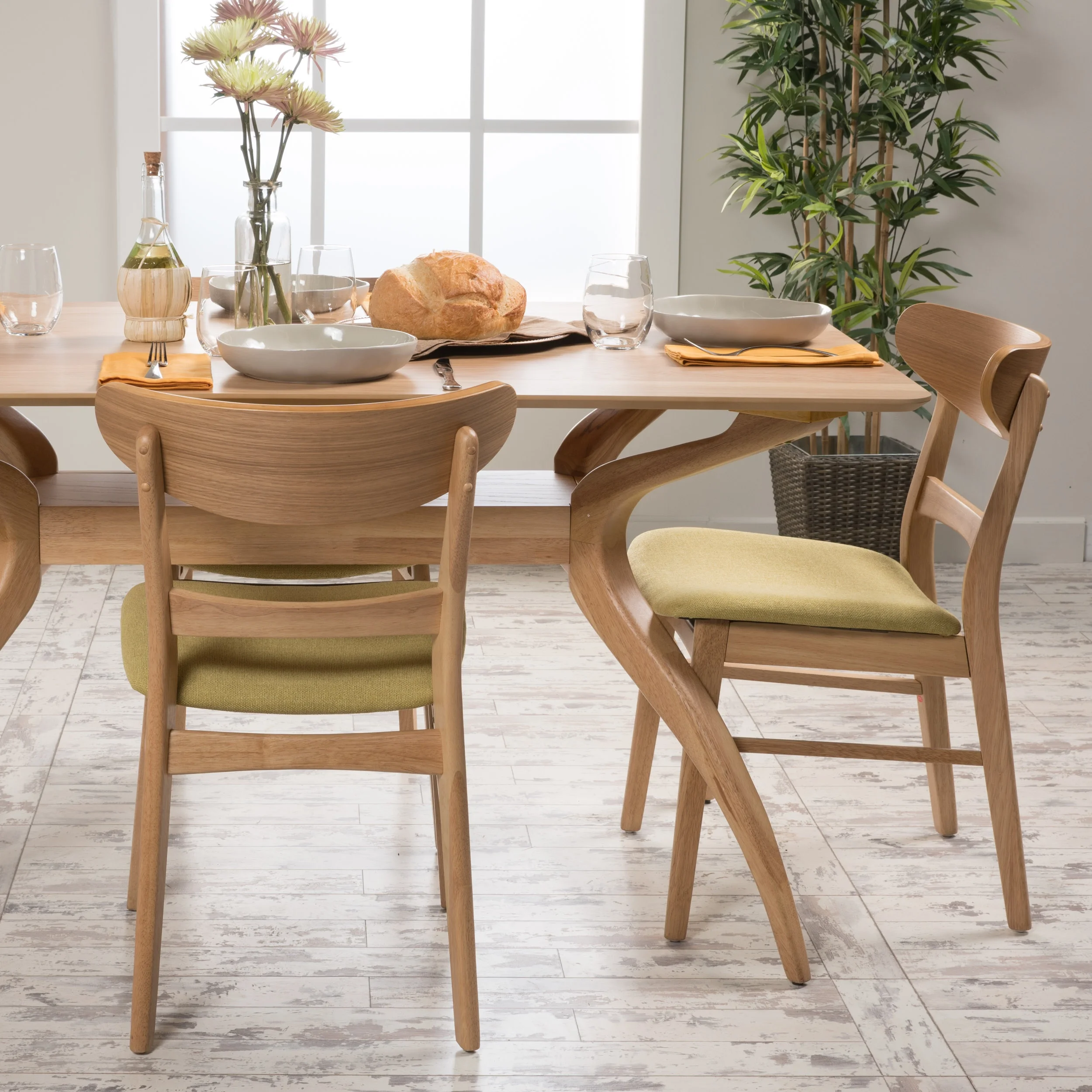 GDFSTUDIO Mid Century Modern Fabric Upholstered Rubberwood Dining Chairs, Set of 2, Dark Gray and Walnut - Image 50