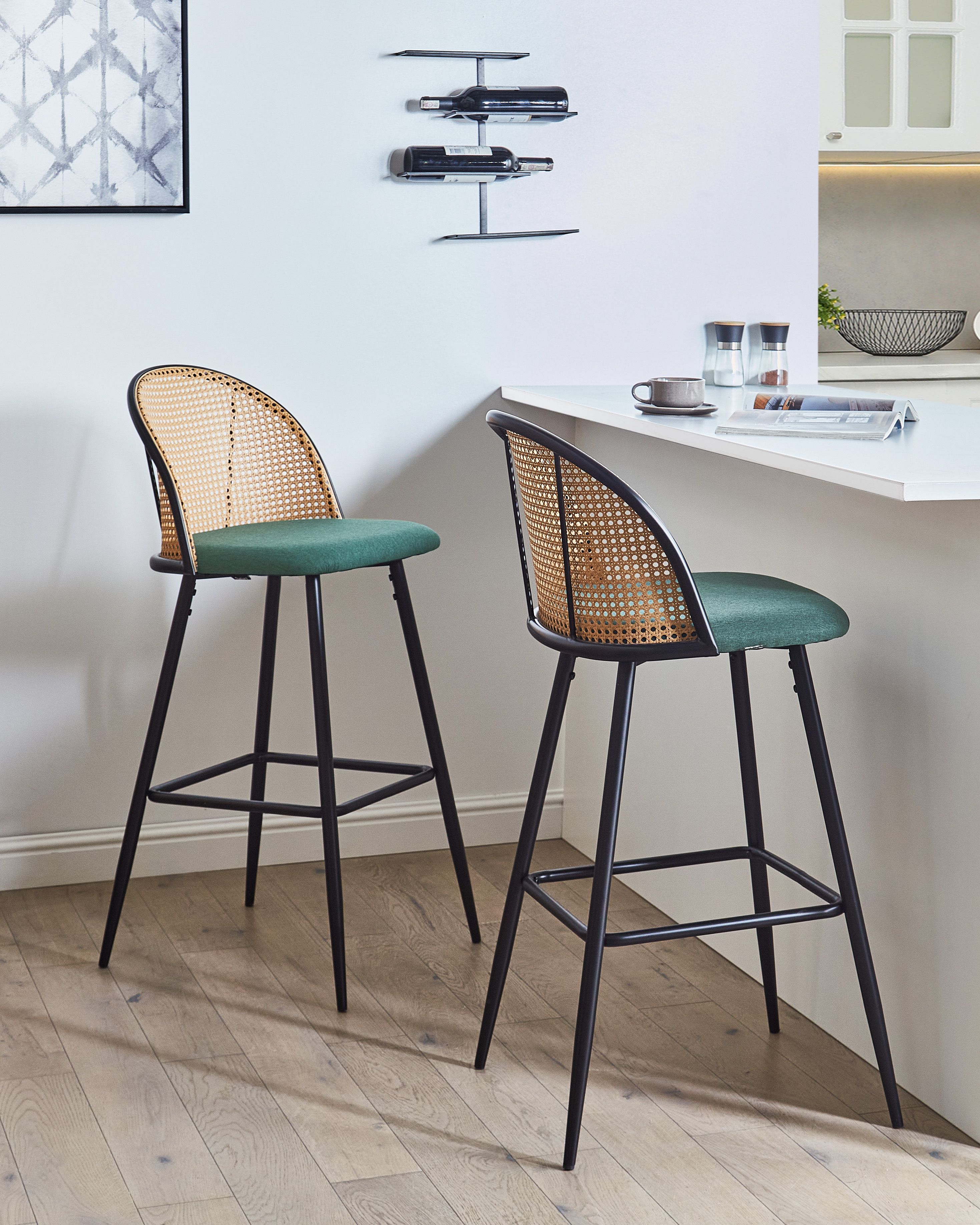 Set of 2 Bar Chairs CORNELL Metal Green