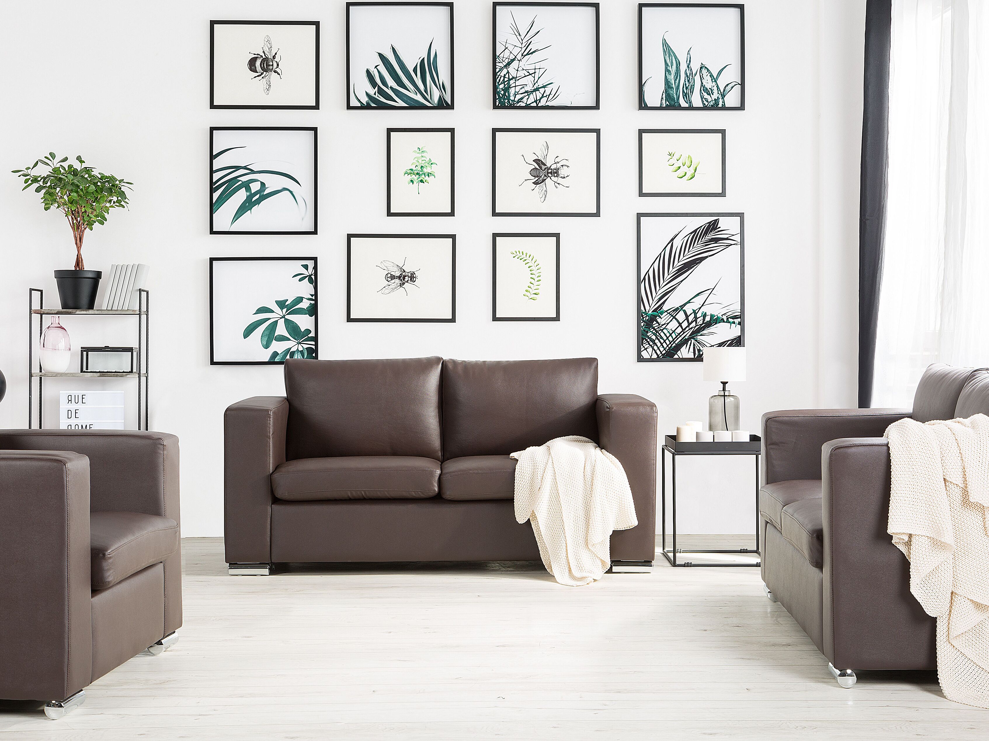 Sofa 3 Seater HELSINKI Leather Dark Brown
