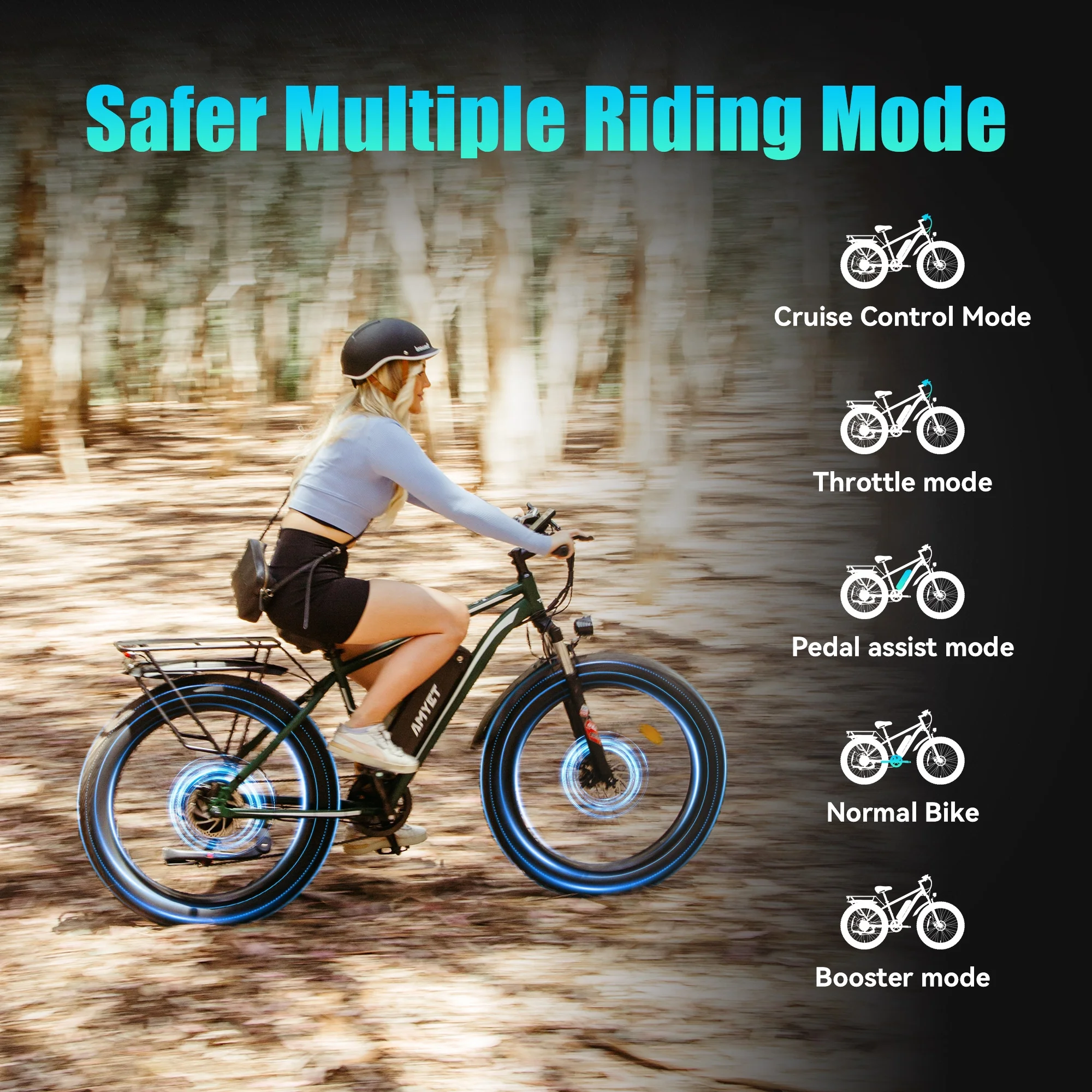 AMYET EB26 Electric Bike for Adults, 26*4.0 Fat Tire E-Mountain Bicycle,Peak 1500W Motor 48V 15Ah 7-Speed Ebike UL2849 - Image 32