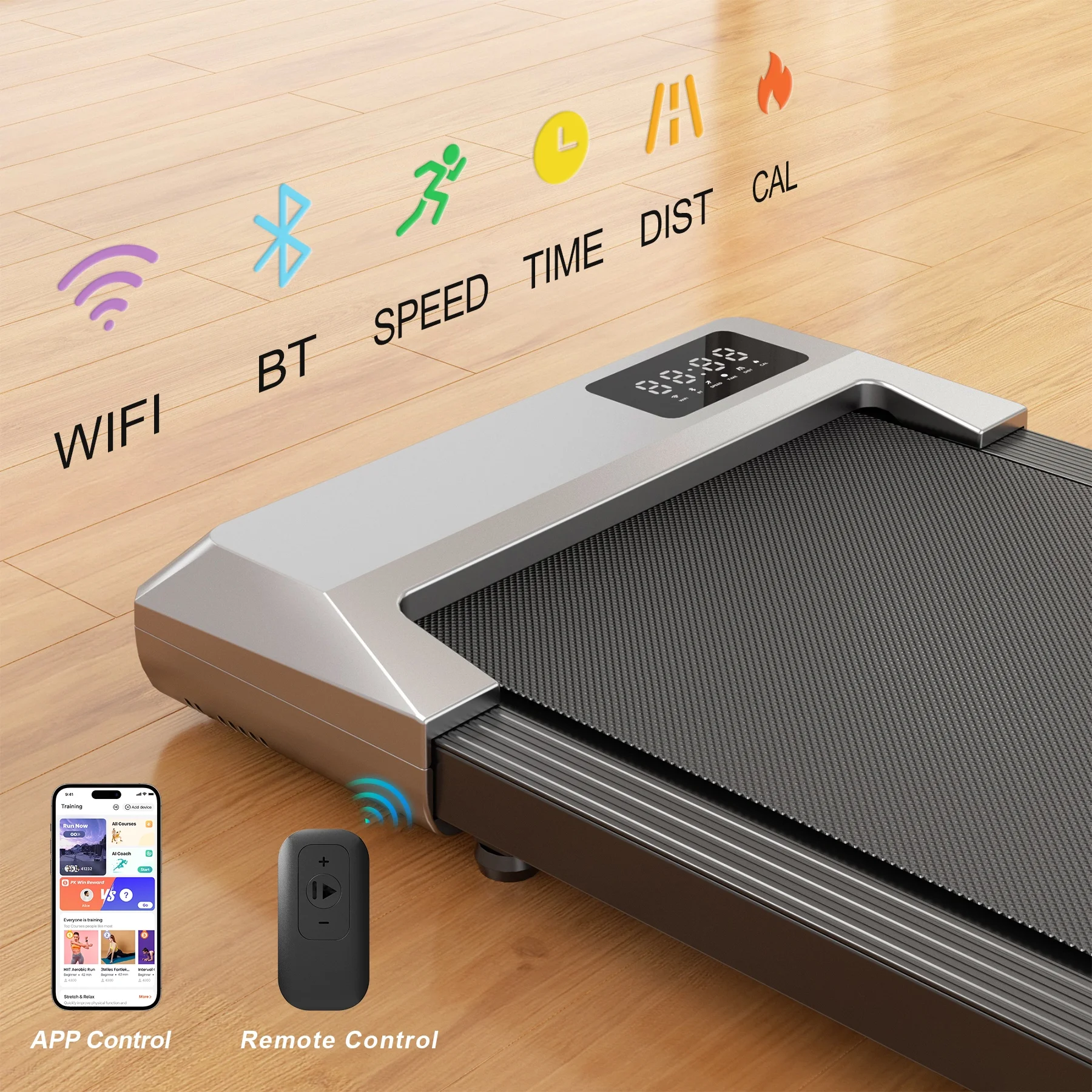 Walking Pad 2 in 1 Under Desk Treadmill, 2.5HP Low Noise Walking Pad Running Jogging Machine with Remote Control for Home Office, Lightweight Portable Desk Treadmill Installation Free