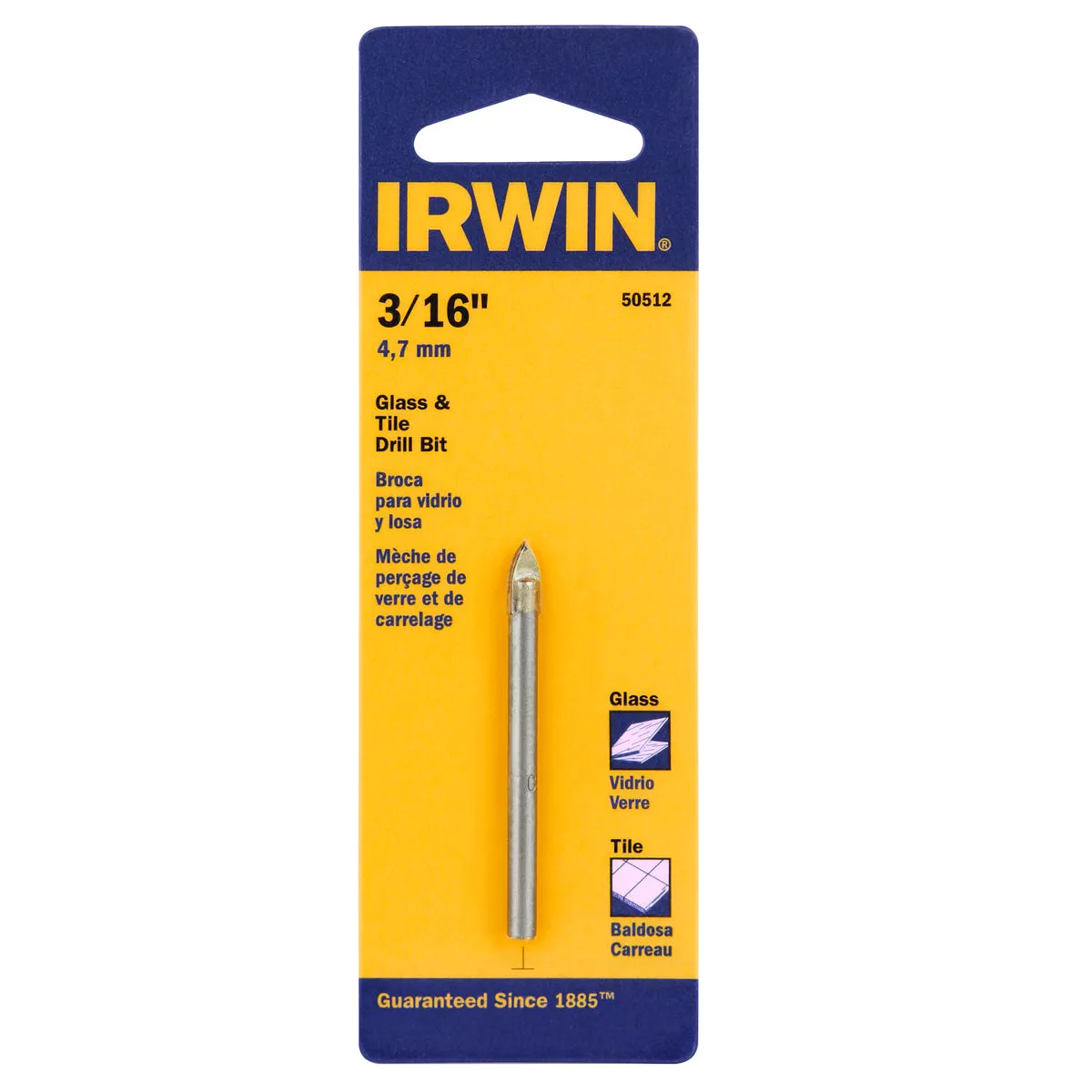 Irwin 3/16 In. x 6-1/4 In. Carbide Glass & Tile Drill Bit
