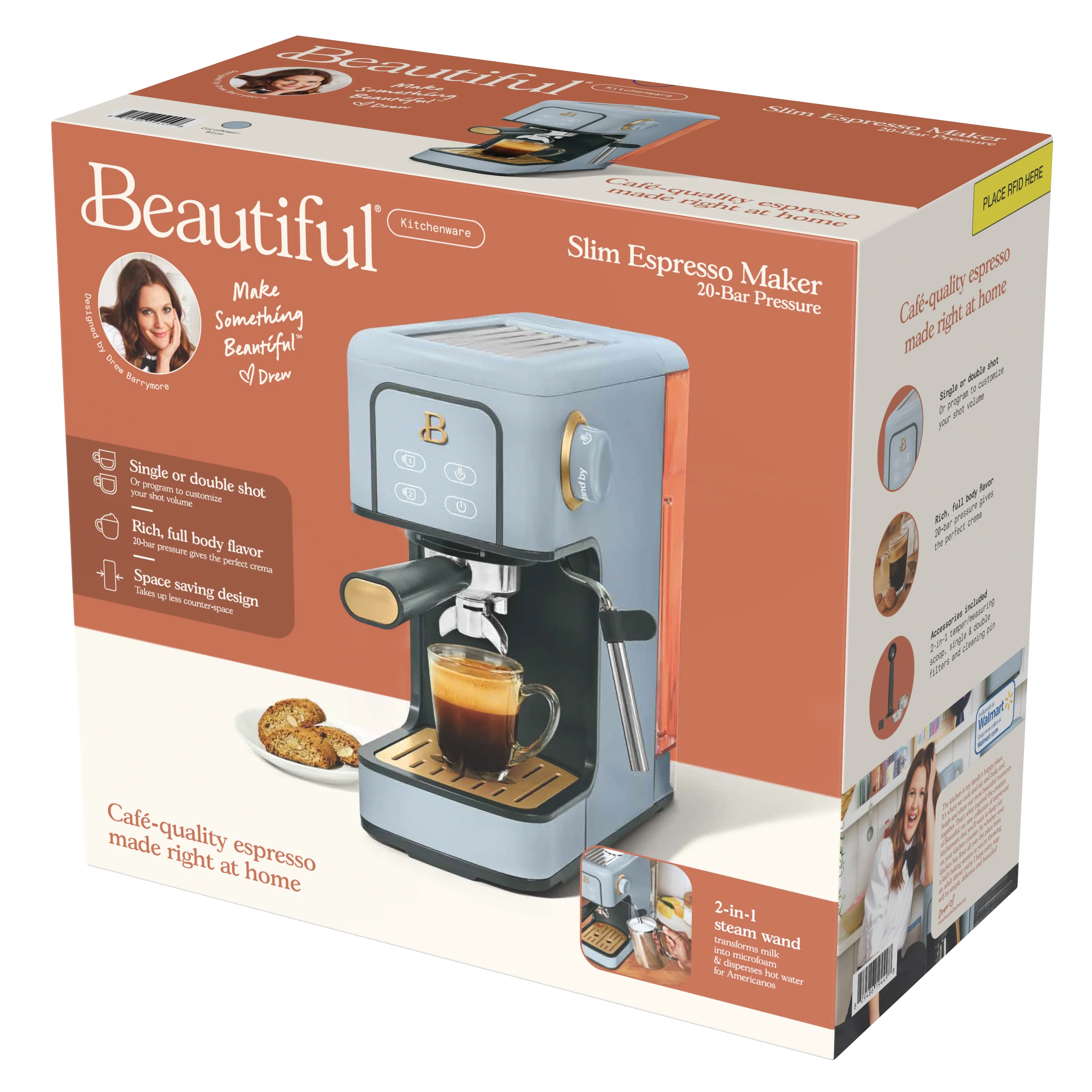 Beautiful Slim Espresso Machine with 20-Bar Pressure, Black Sesame by Drew Barrymore - Image 100