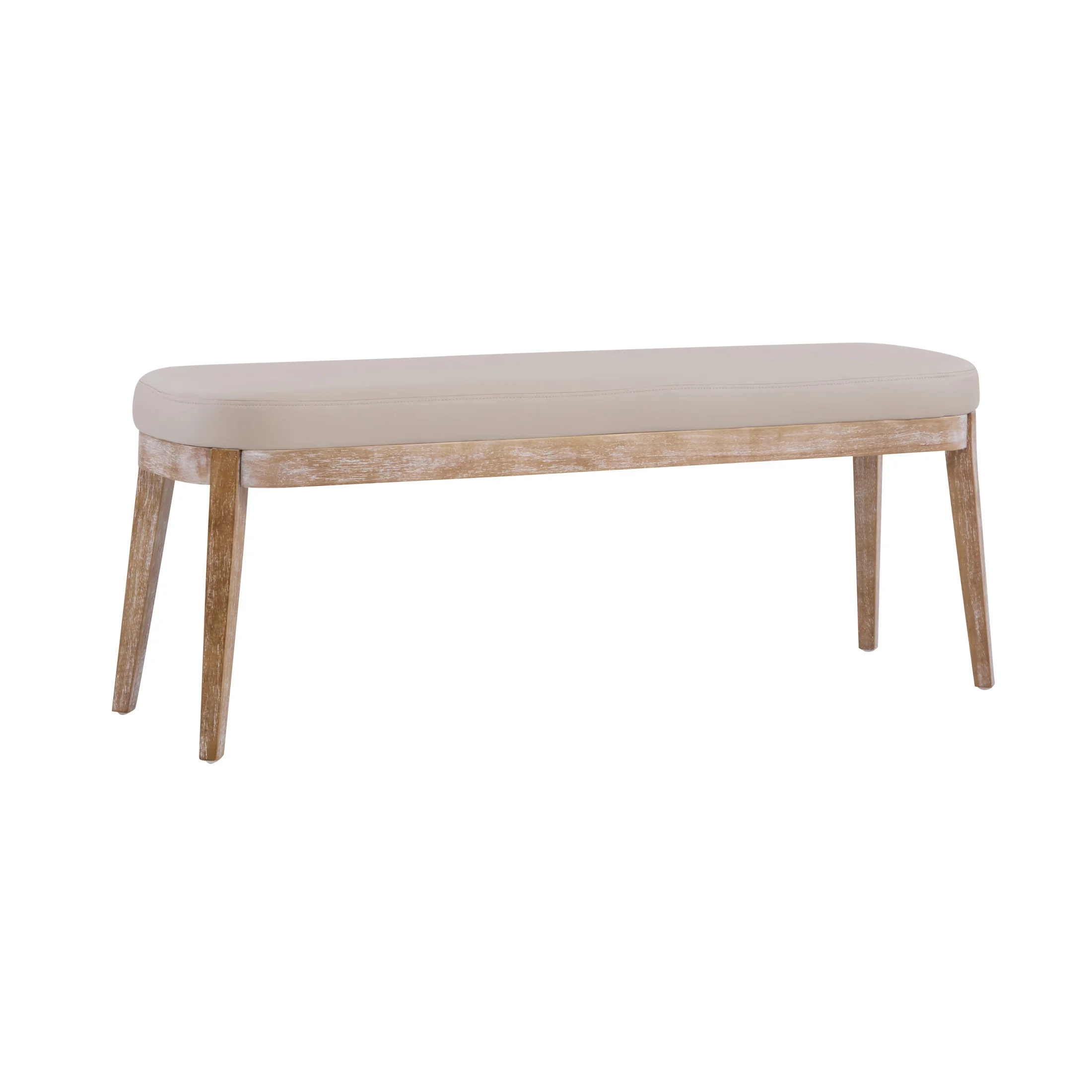 Eleanor Mid-century Upholstered Dining Bench, Entryway Bench with Solid Wood Frame, Beige