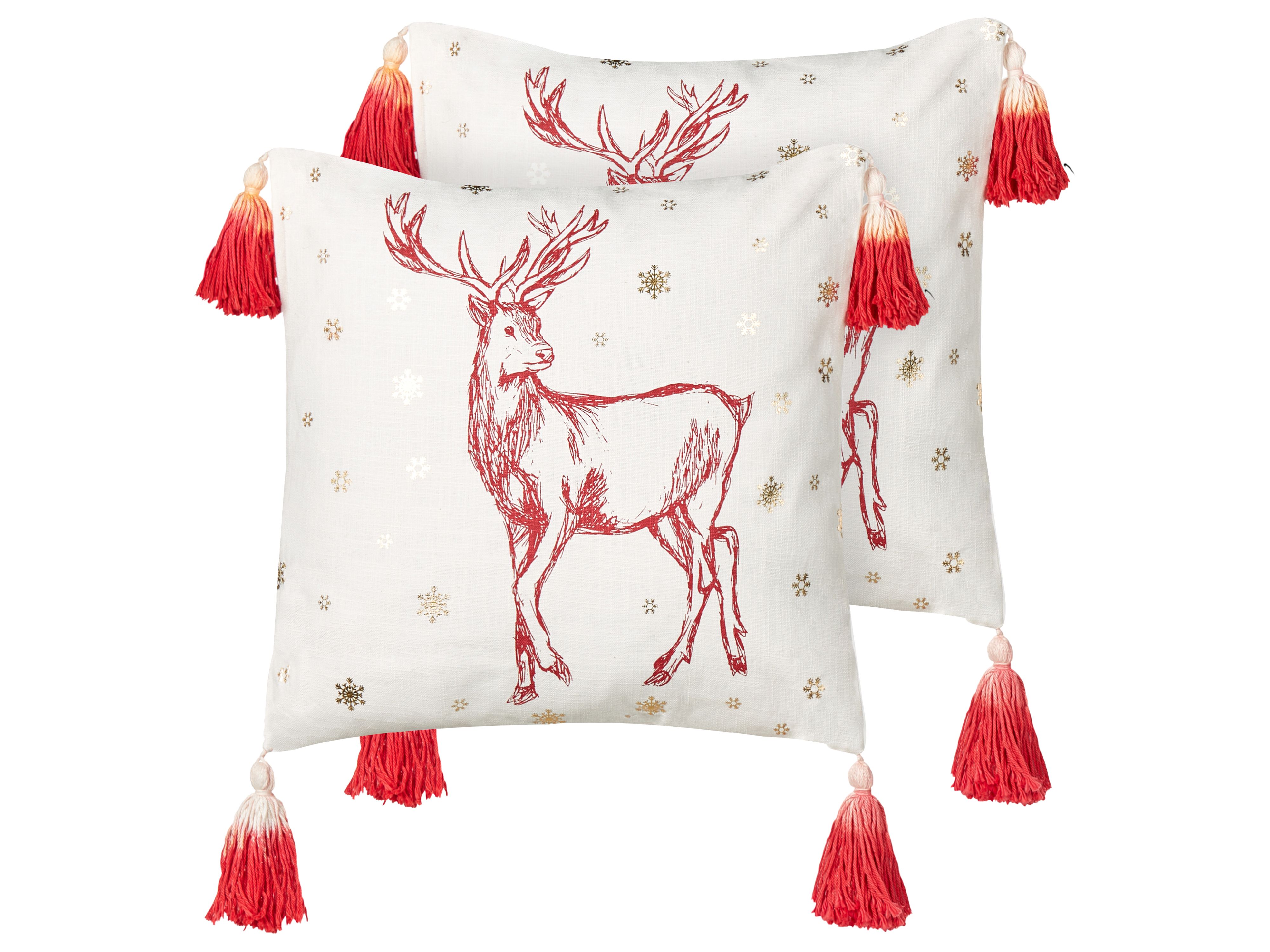 Set of 2 Decorative Cushions VALLOTA Cotton 45 x 45 cm White Christmas Motif