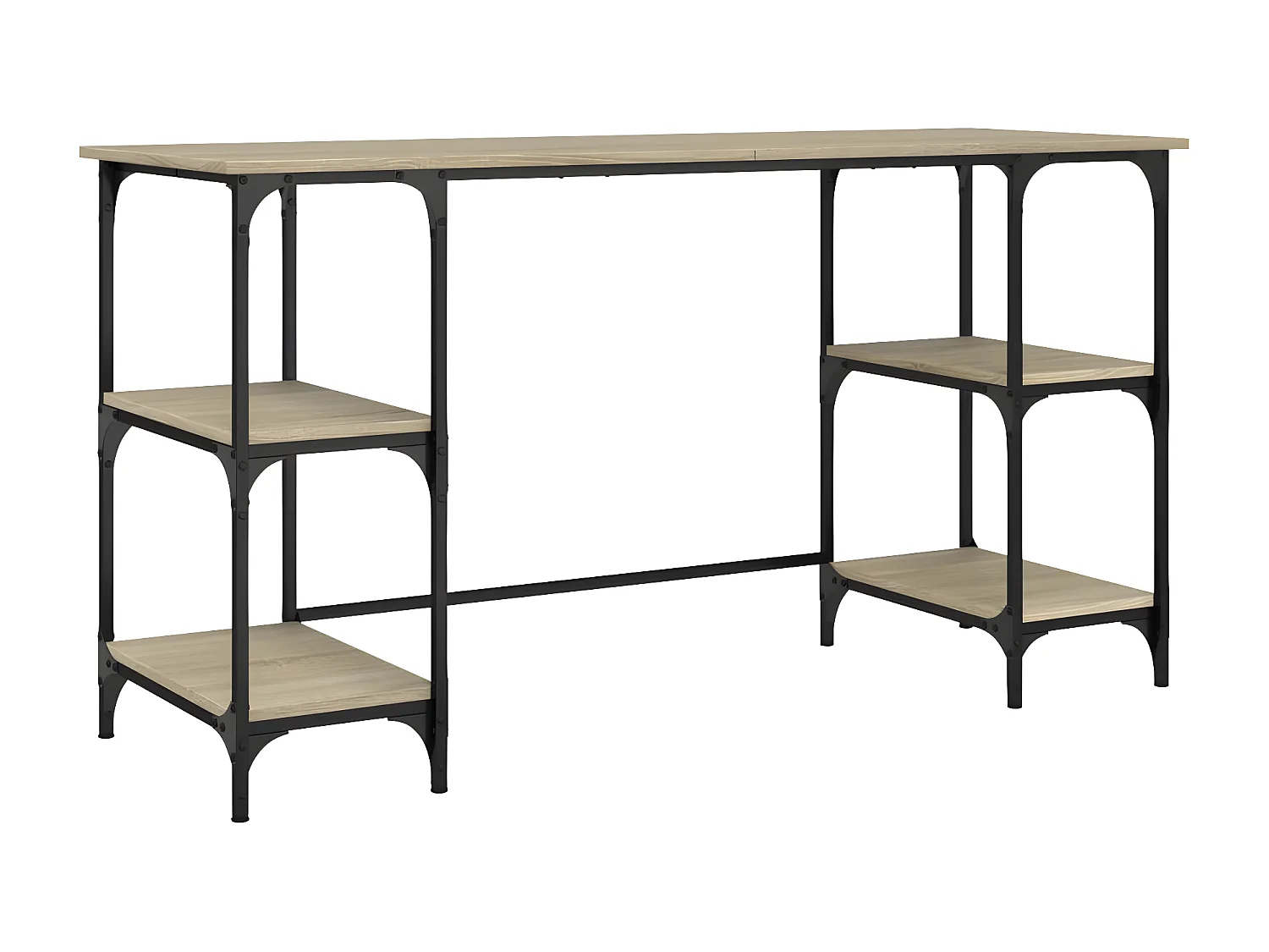 Bureau chêne sonoma 140x50x75 cm métal et bois d'ingénierie