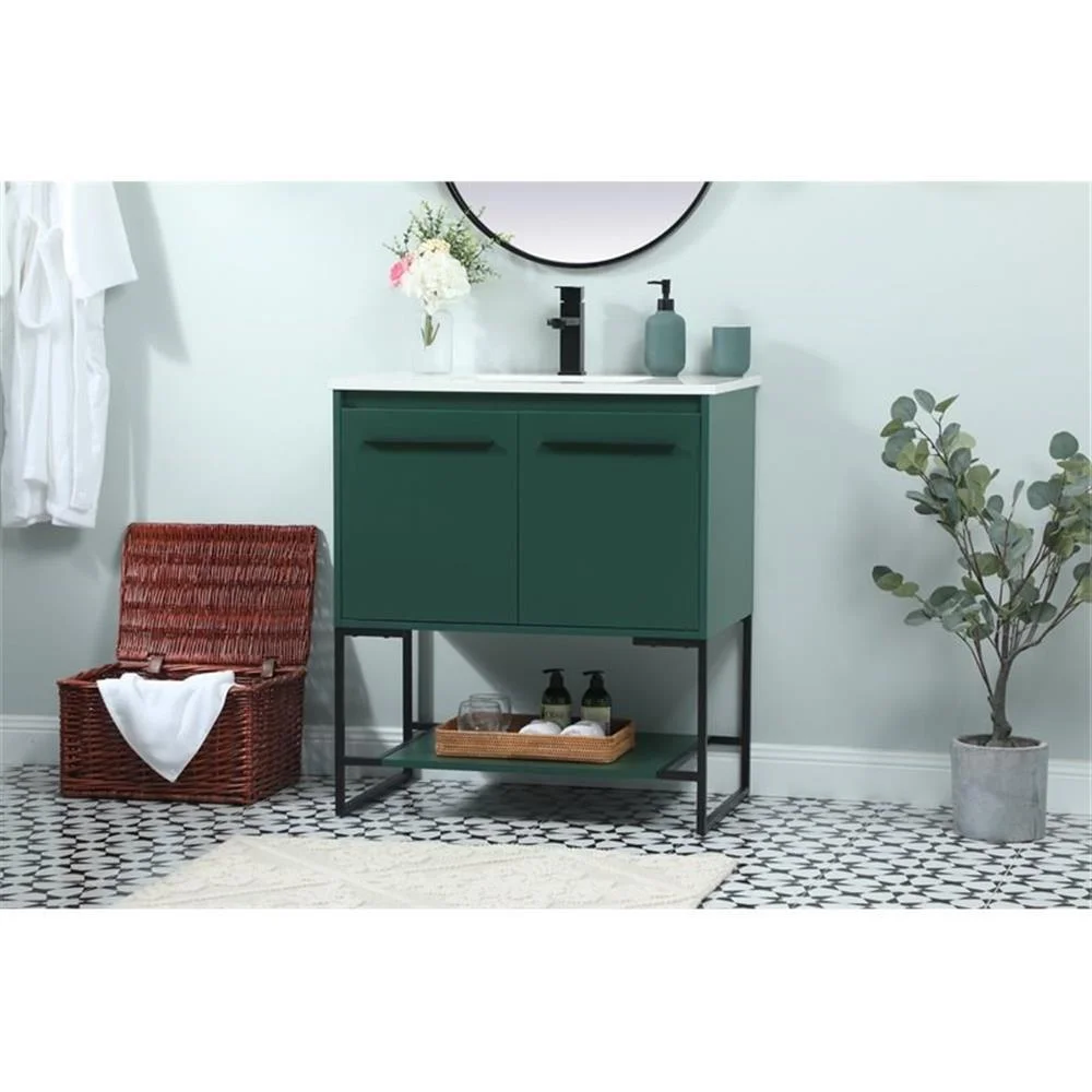 Elegant Kitchen and Bath 30 Inch Single Bathroom Vanity In Green