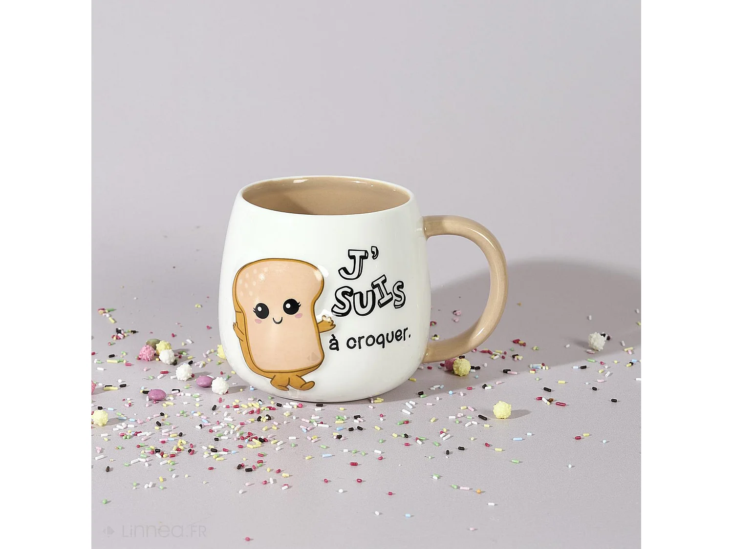 Mug en céramique à relief BREAKFAST 40 cl modèle 