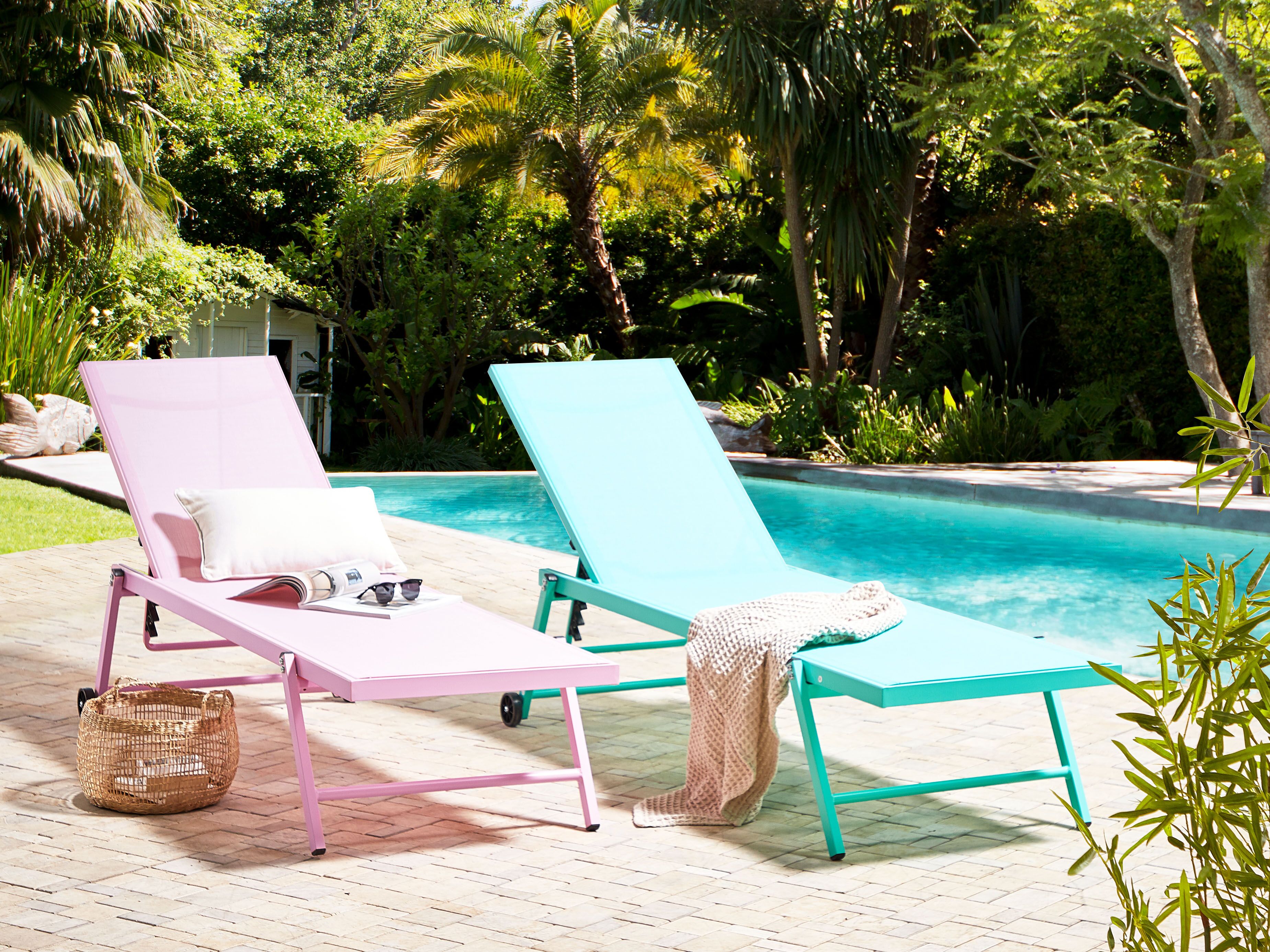 Sun Lounger PORTOFINO Reclining Metal Turquoise