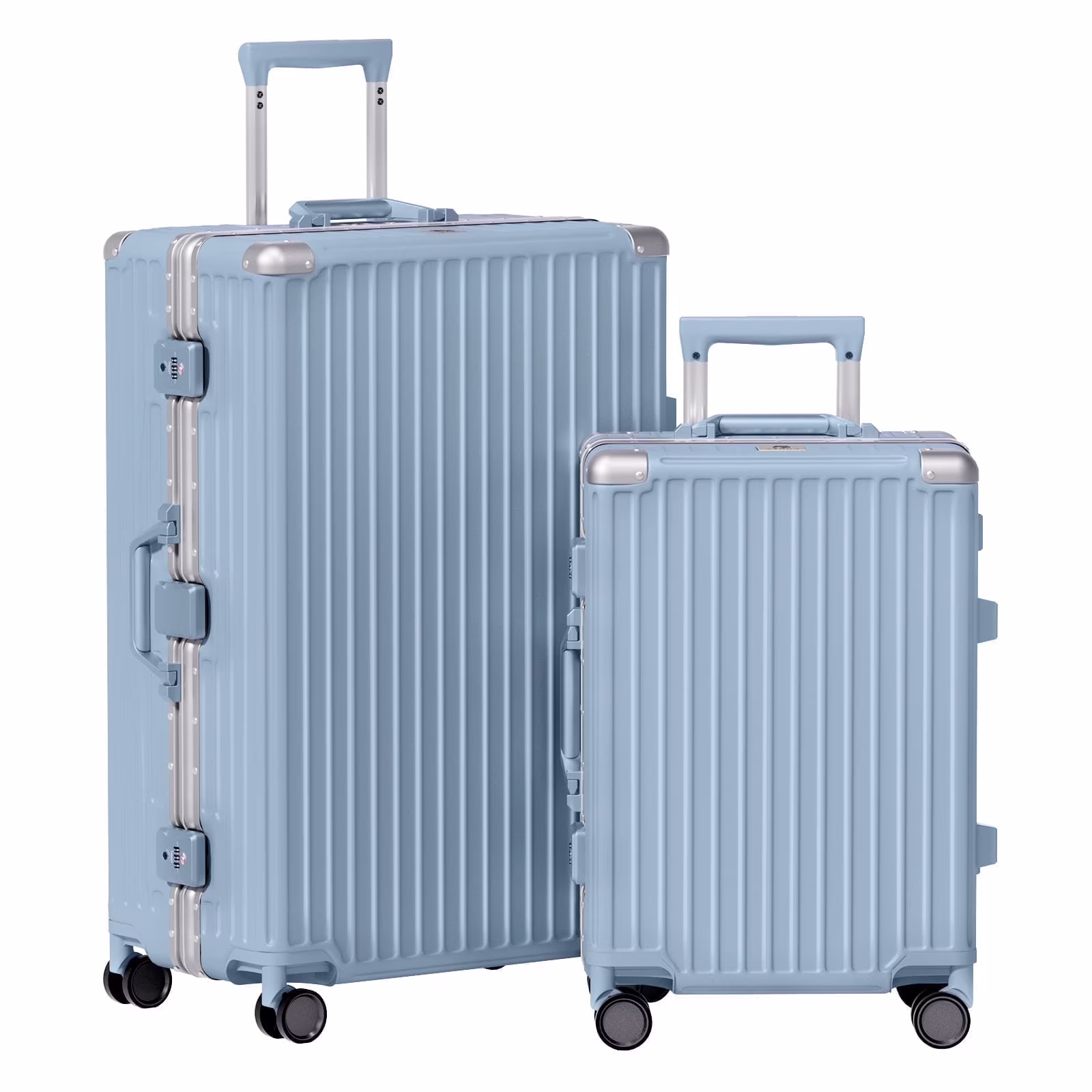 Luggage Aluminium Frame PC ABS Hardshell Suitcase with Spinner Wheels TSA Lock Zipperless Luggage 28 inch Silver - Image 4