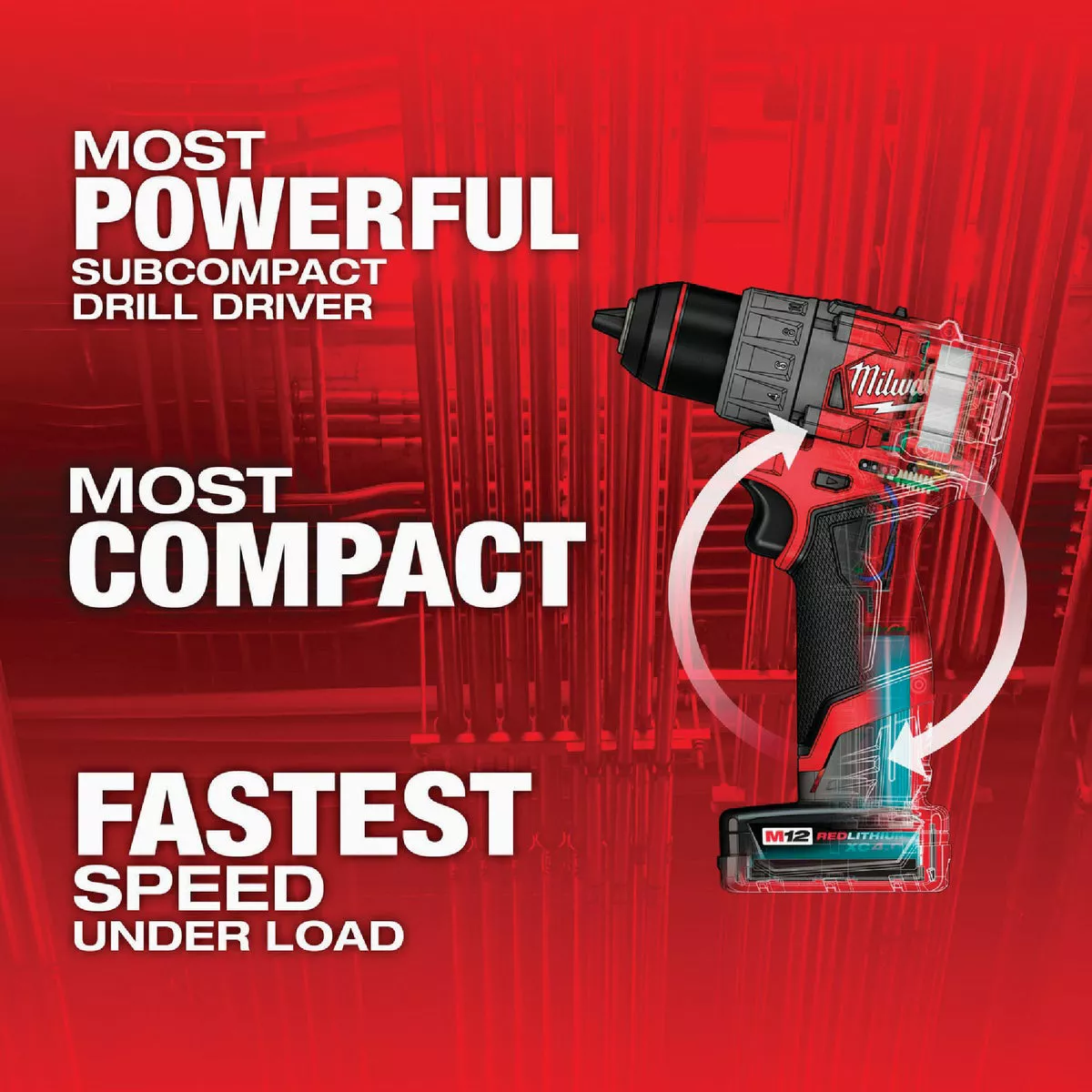 Milwaukee M12 FUEL Brushless 1/2 In. Subcompact Cordless Drill/Driver Kit with 4.0 Ah & 2.0 Ah Battery & Charger