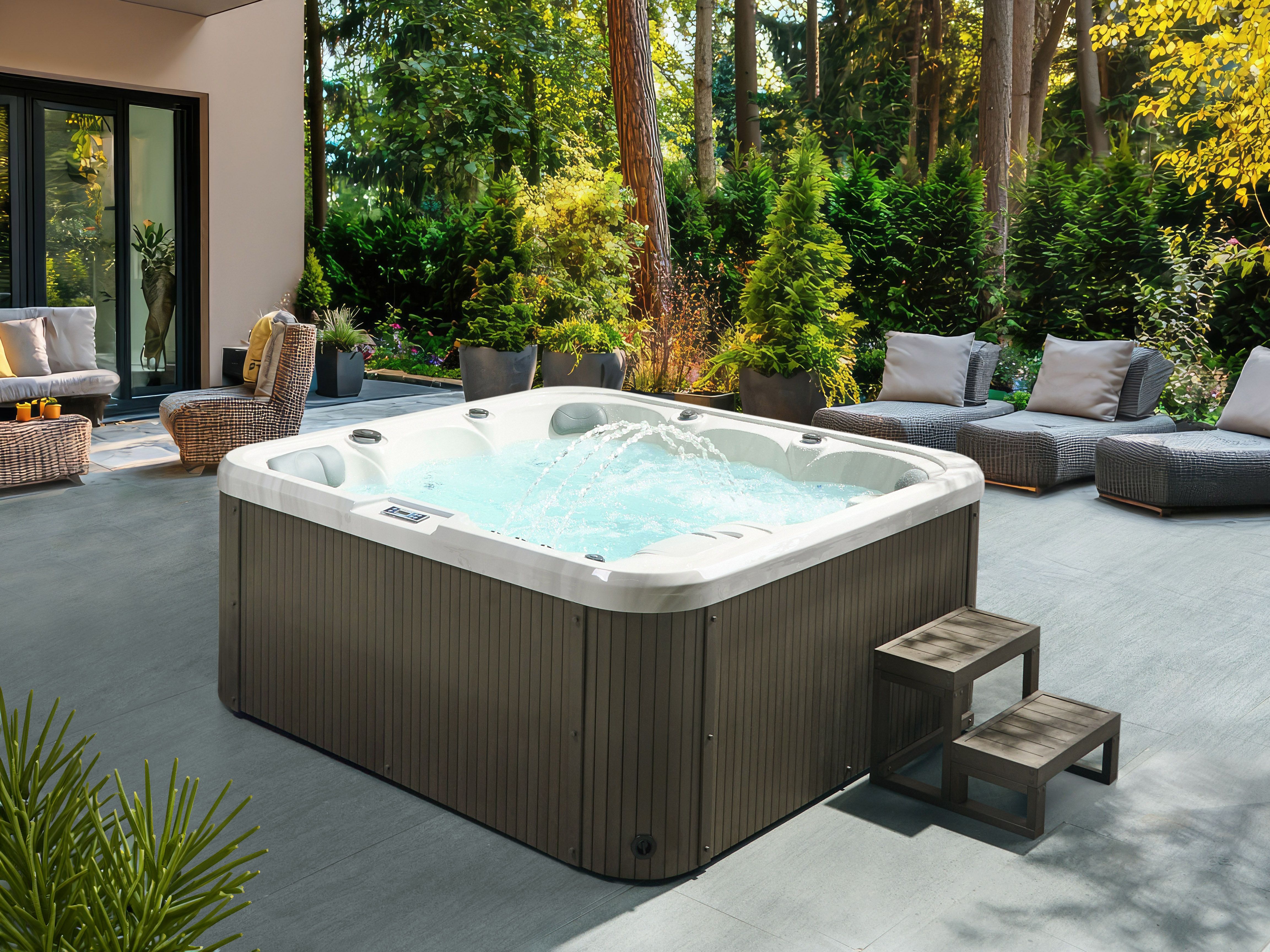 Outdoor Hot Tub with LED CALIMA White