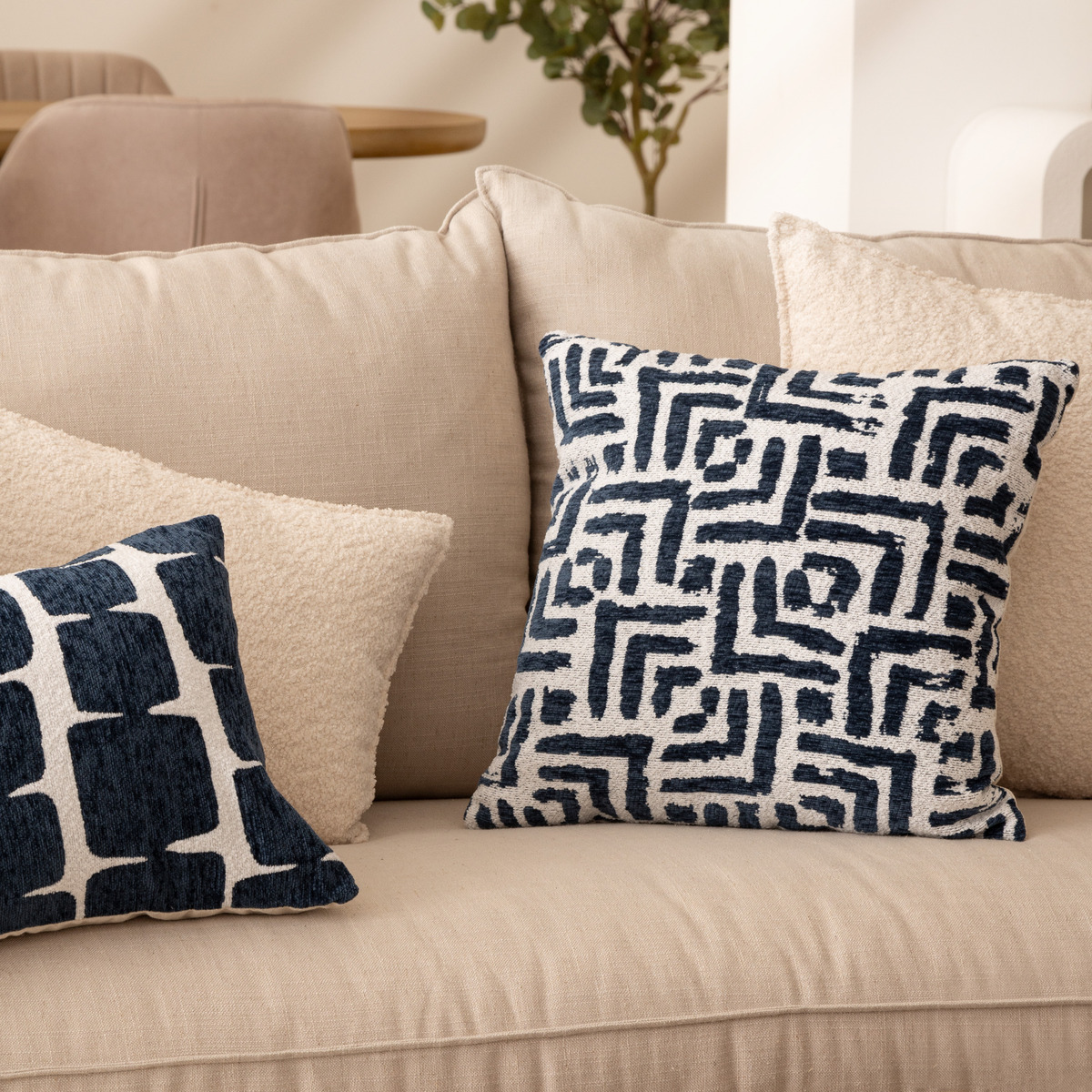 Cushion cover, chenille "Jeni" Aegean blue, 40x40 cm